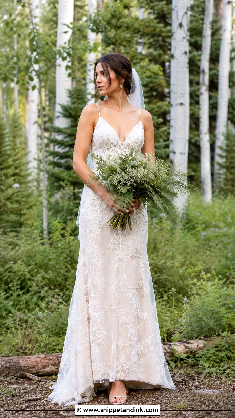 Embroidered Wedding Dress With Leaf Details - Snippet and Ink - 25 Woodsy Wedding Dress Ideas