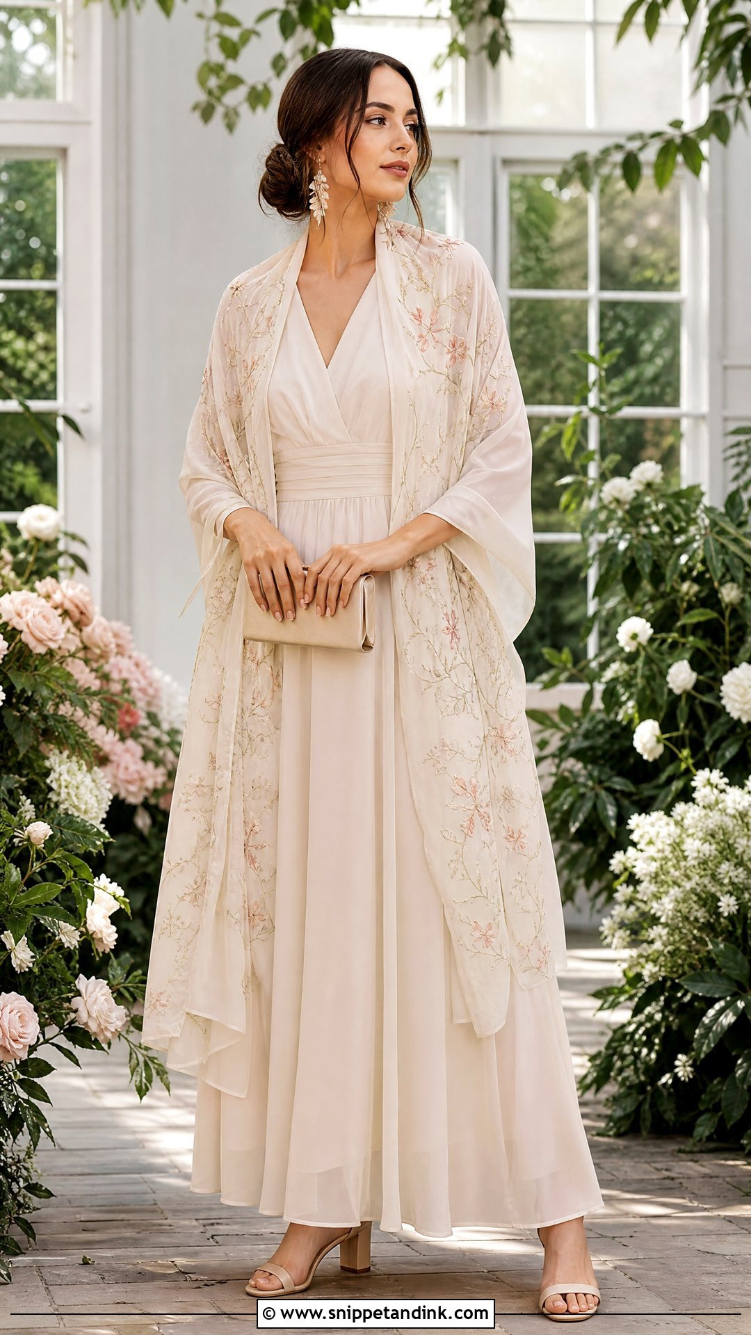 Embroidered Wedding Shawl With Garden Dress - Snippet and Ink - 20 Wedding Wraps Ideas