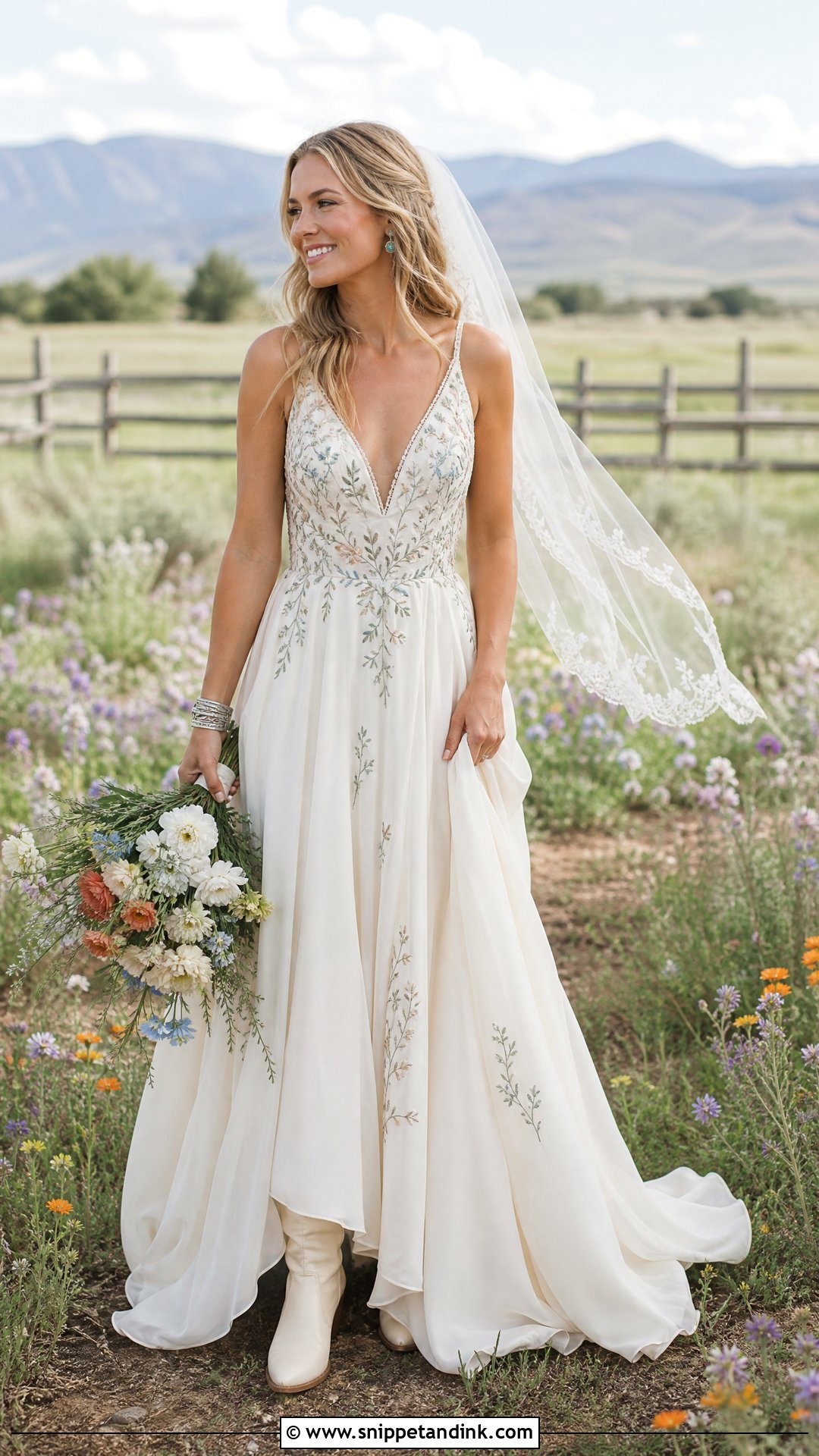Embroidered Western Wedding Dress - Snippet and Ink - 20 Western Wedding Dress Ideas