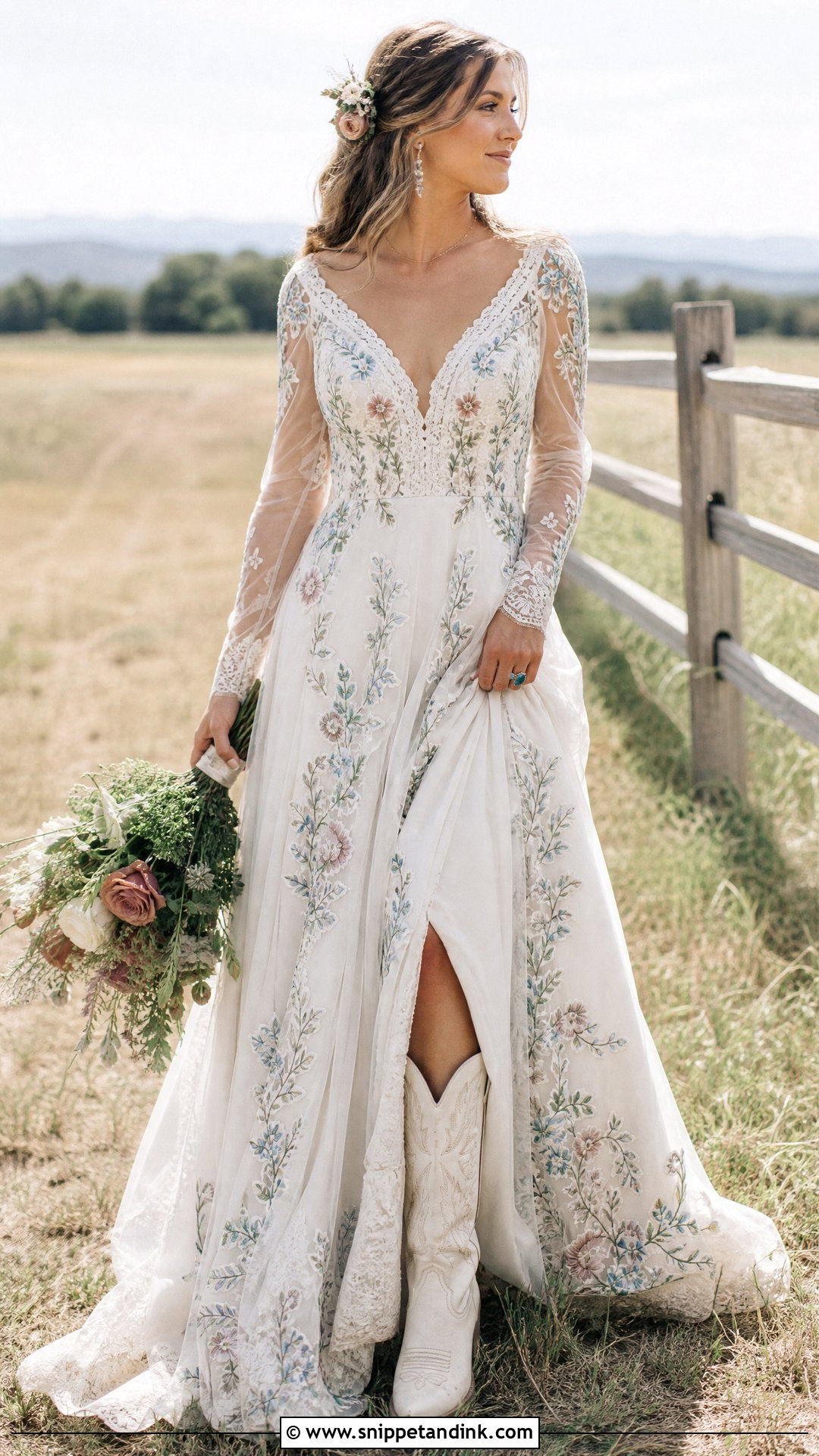 Embroidered Western Wedding Dress - Snippet and Ink - 20 Western Style Wedding Dresses