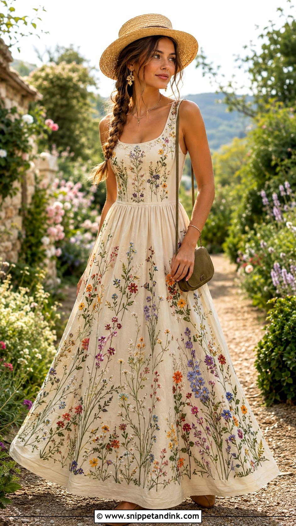 Embroidered Wildflower Cottage Core Gown - Snippet and Ink - 20 Cottage Core Gown Ideas