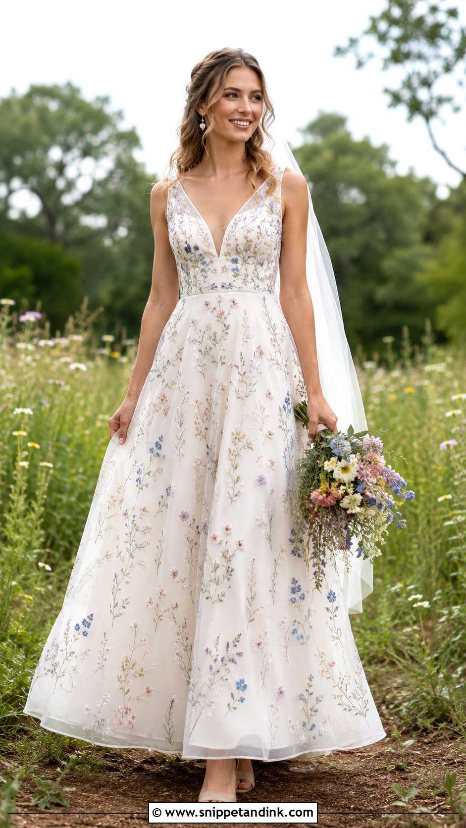 Embroidered Wildflower Wedding Dress - Snippet and Ink - 20 Fairy Tail Wedding Dress Ideas