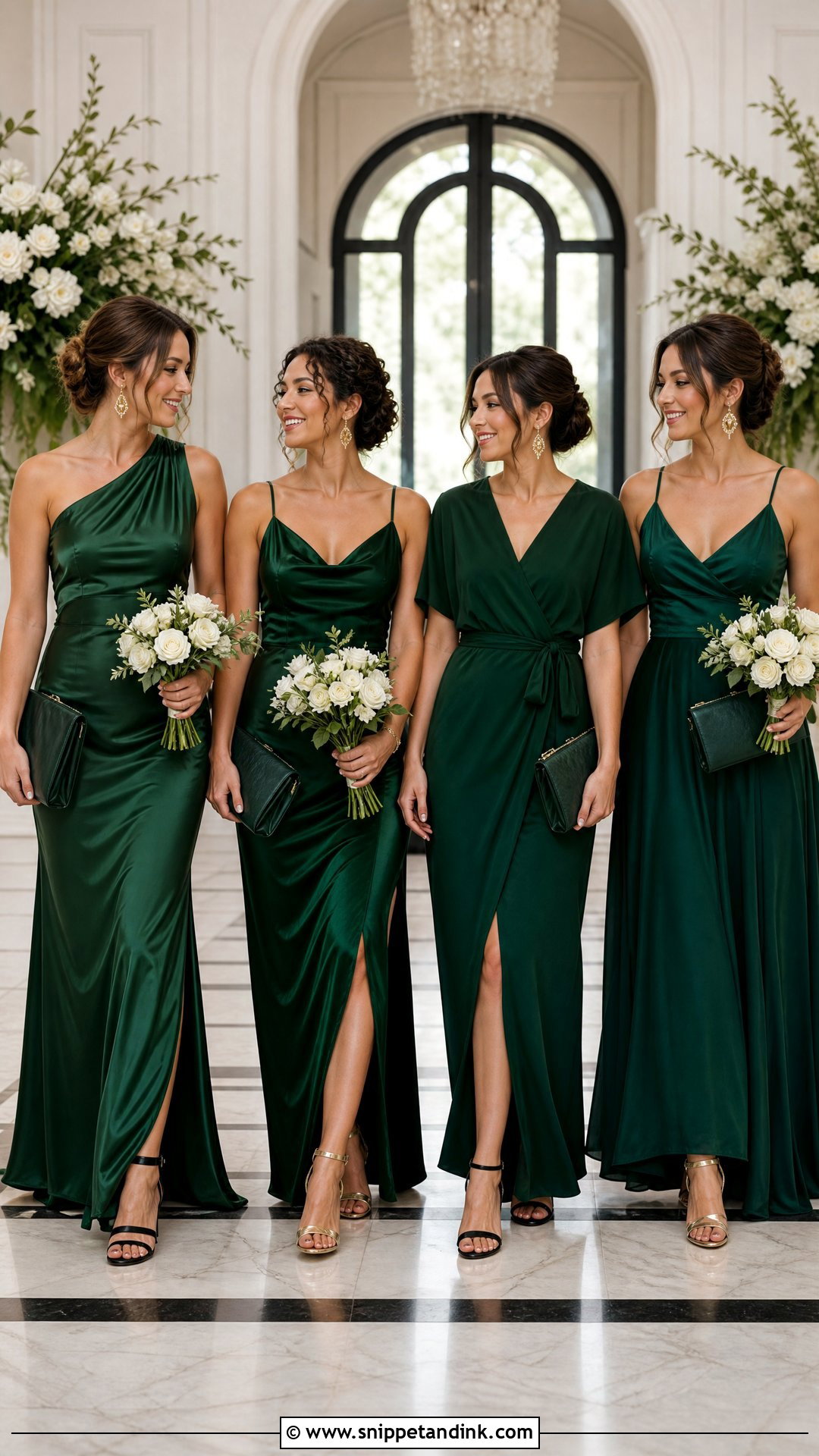 Emerald And Forest Green Bridal Party Dresses - Snippet and Ink - 20 Bridal Party Dresses Color Schemes