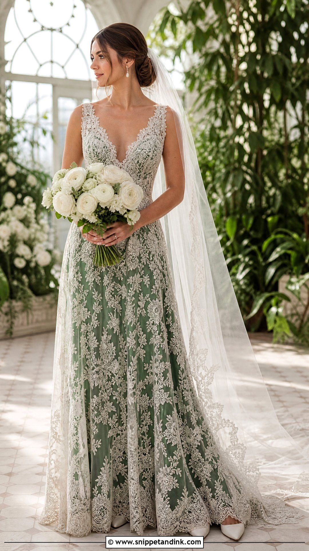 Emerald And Ivory Lace Wedding Dress - Snippet and Ink - 25 Emerald Wedding Dress Ideas