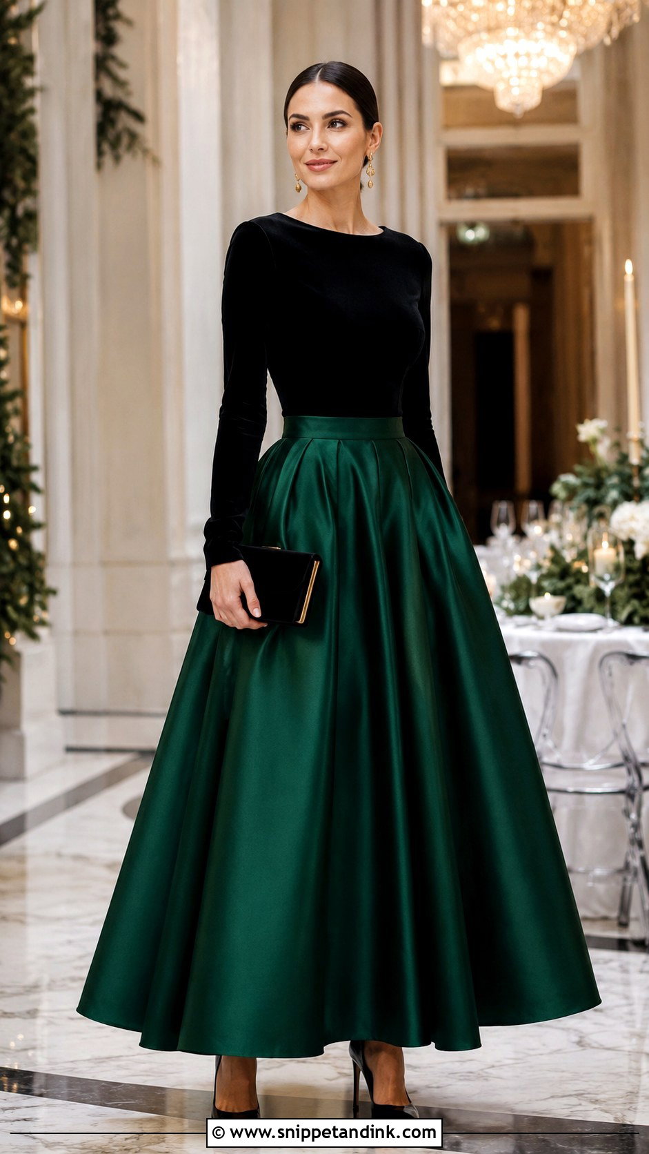 Emerald Ball Gown Skirt And Velvet Top Outfit - Snippet and Ink - 20 Ball Gown Skirt Ideas