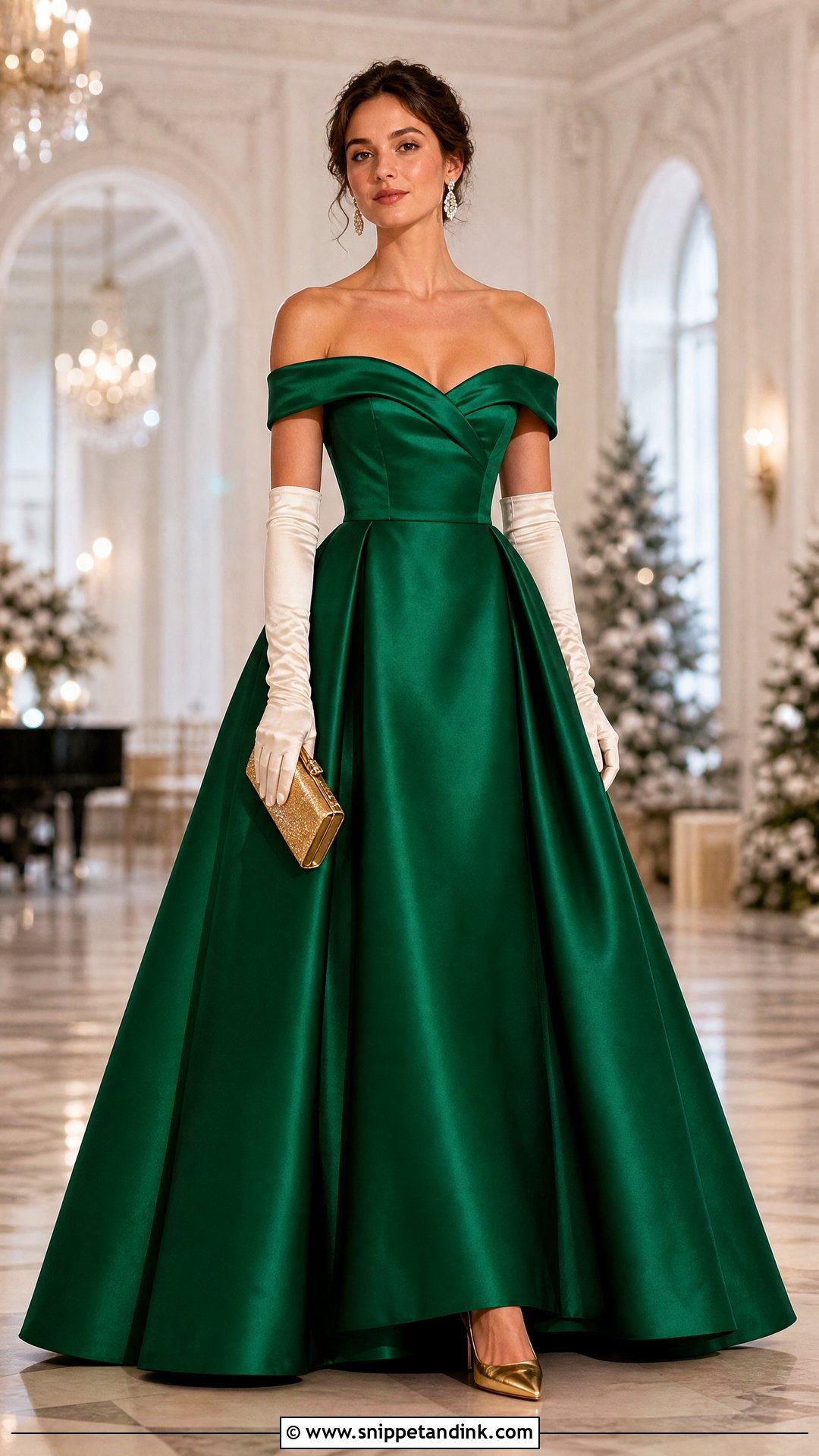 Emerald Ball Gown White Tie Outfit - Snippet and Ink - 20 White Tie Attire Ideas