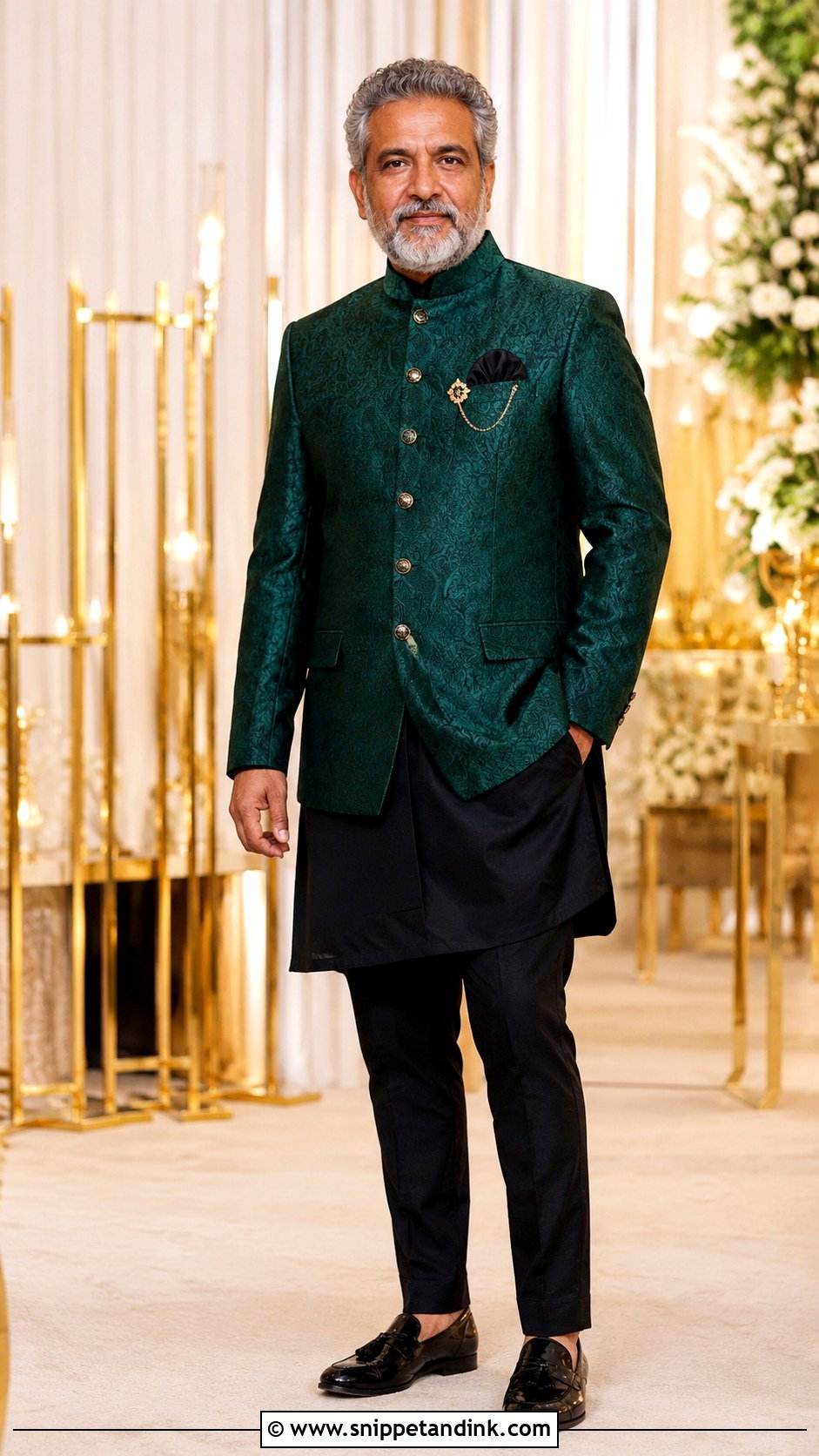 Emerald Bandhgala for Sangeet Night - Snippet and Ink - 20 Father Dress for Indian Wedding Ideas