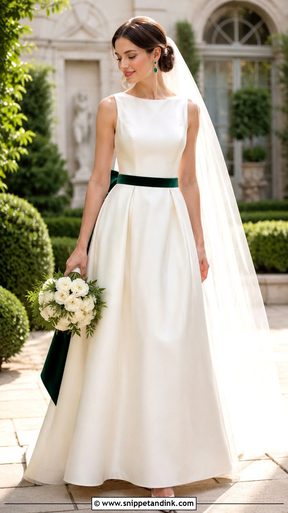 Emerald Belt Wedding Dress - Snippet and Ink - 20 Wedding Dress with Color Accents Ideas