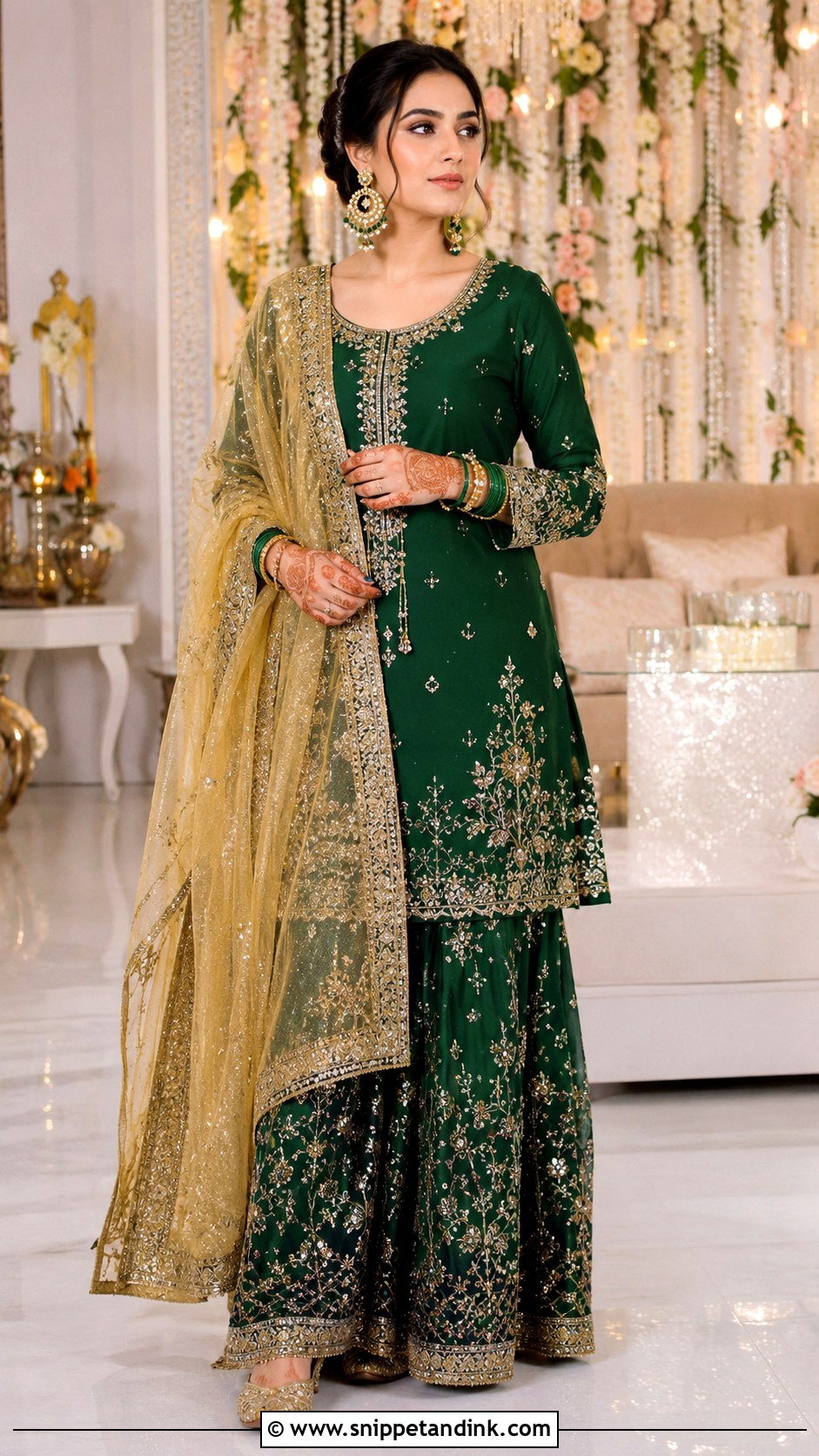 Emerald Bridal Sharara Pakistan - Snippet and Ink - 25 Bridal Dresses Pakistan