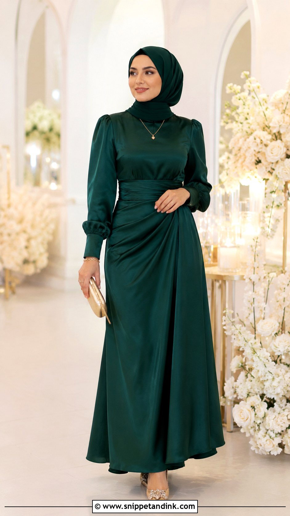 Emerald Bridesmaid Hijab Outfit - Snippet and Ink - 25 Braidsmaid Hijab Style Ideas