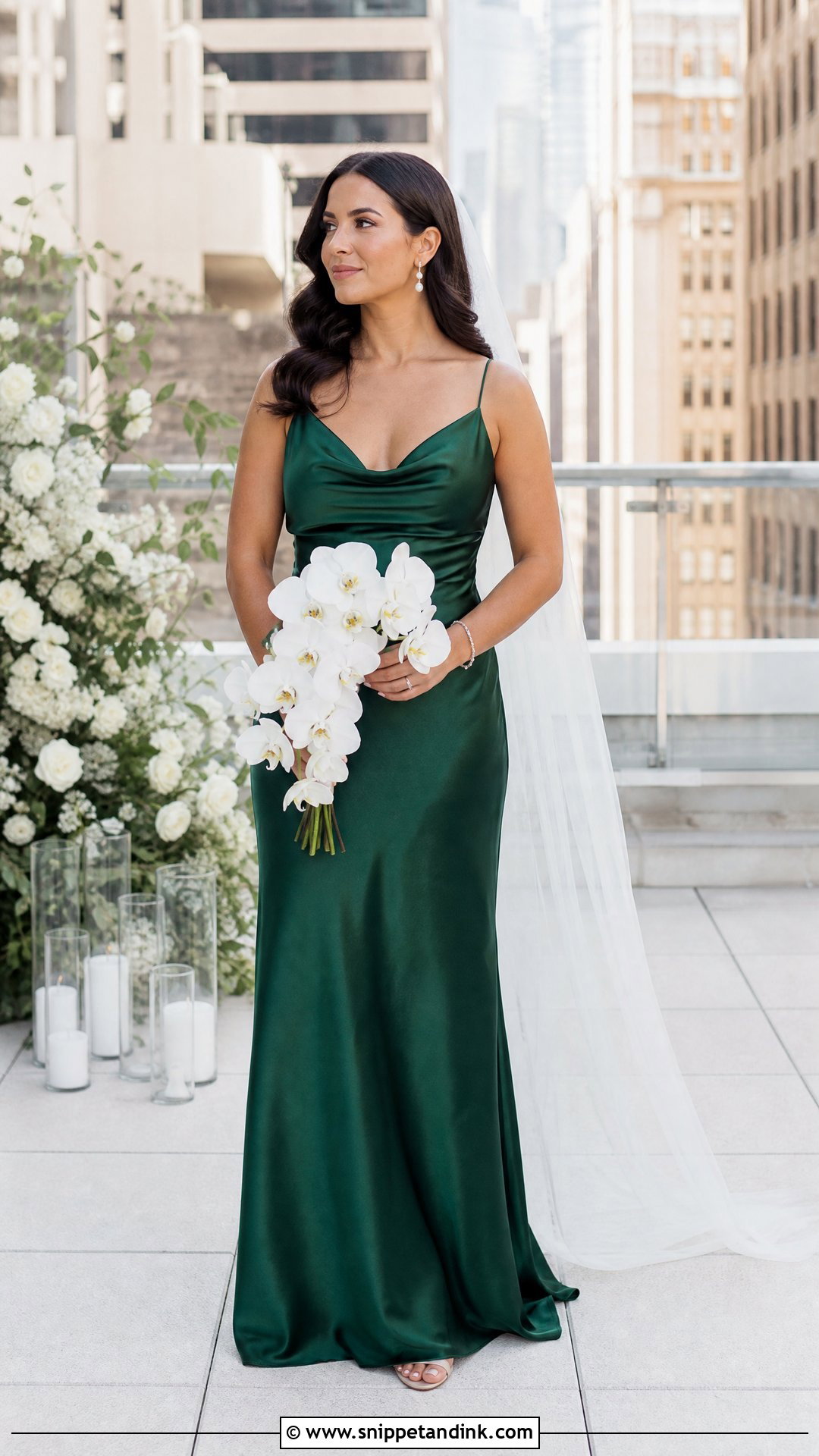 Emerald Cowl Neck Slip Wedding Dress - Snippet and Ink - 25 Emerald Wedding Dress Ideas