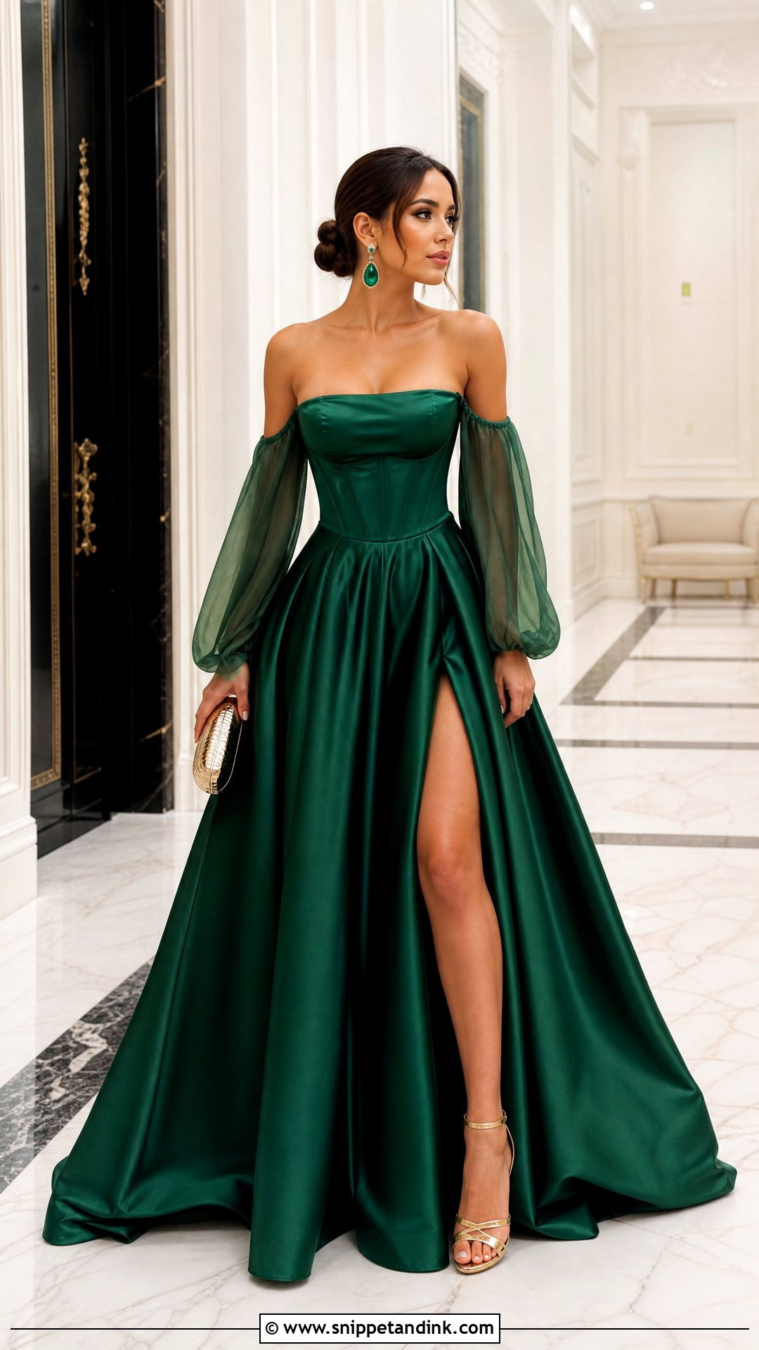 Emerald Detachable Sleeve Princess Corset Dress - Snippet and Ink - 20 Princess Dress Corset Ideas