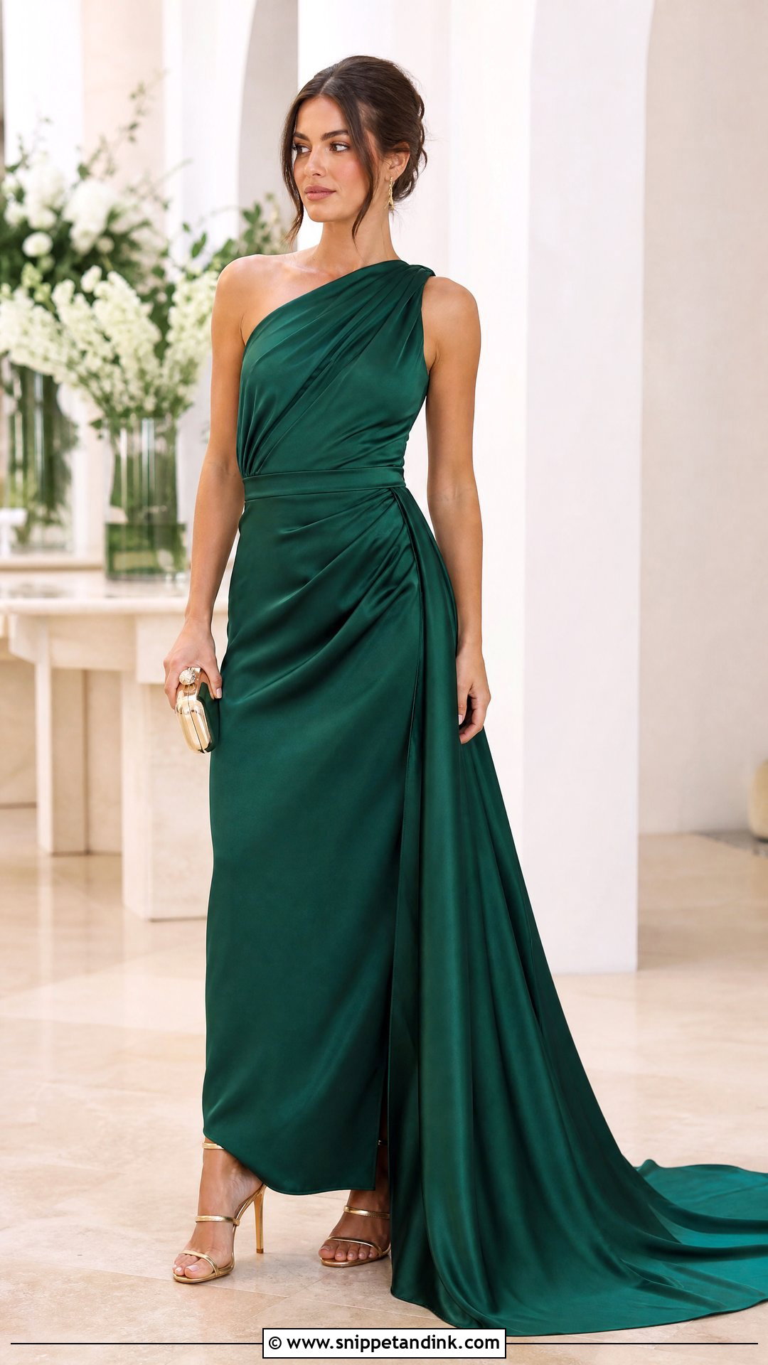 Emerald Draped Trail Gown - Snippet and Ink - 20 Trail Gown Ideas