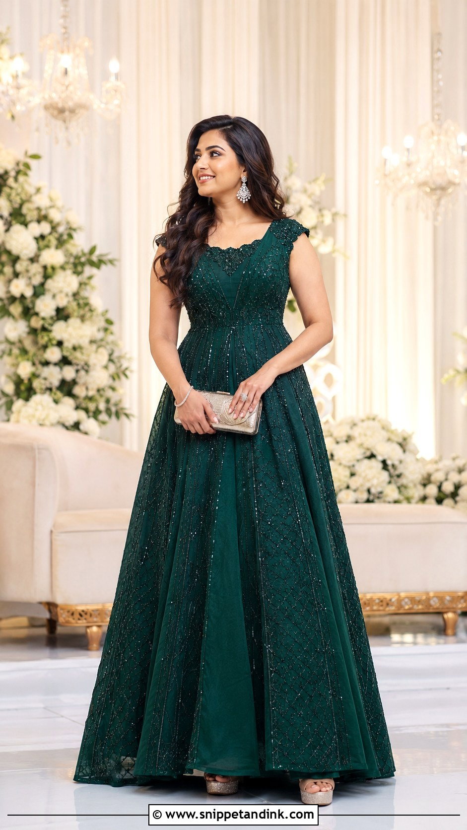 Emerald Gown Mangalorean Reception Bride - Snippet and Ink - 20 Mangalorean Bride Ideas