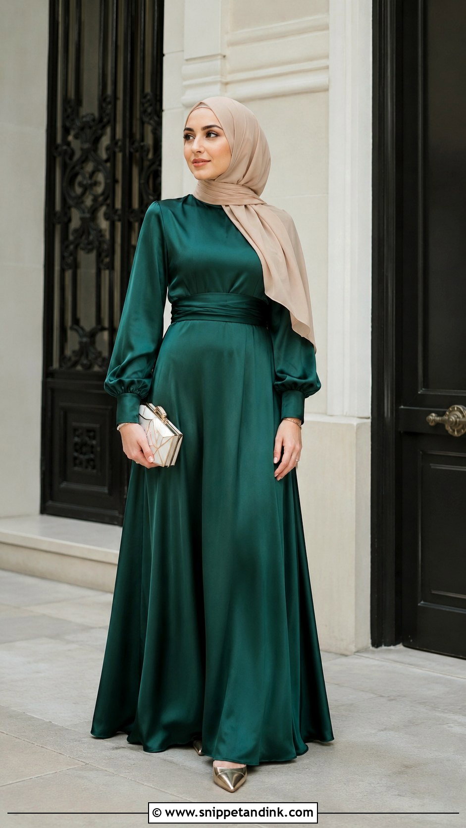 Emerald Gown With Hijab - Snippet and Ink - 25 Gown with Hijab Ideas