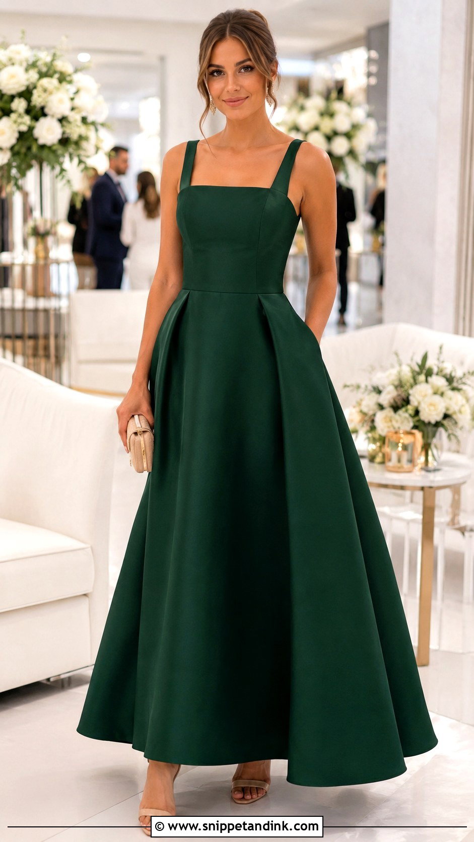 Emerald Green A Line Gown Outfit - Snippet and Ink - 30 Emerald Green Gown Ideas