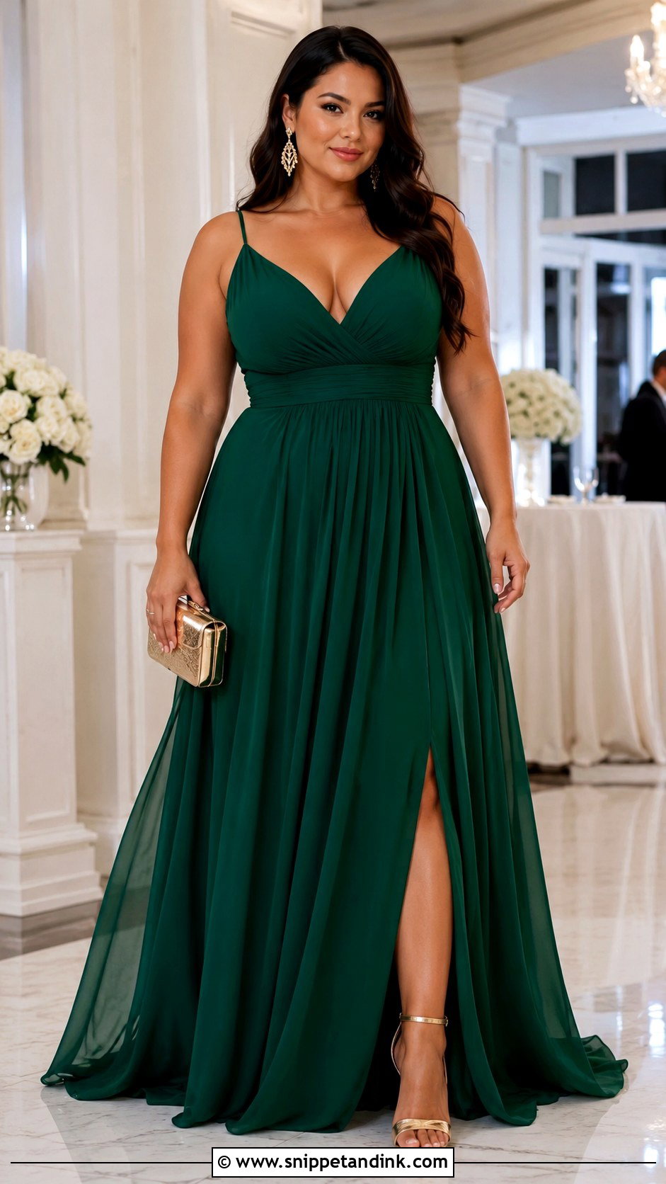 Emerald Green A Line Gown - Snippet and Ink - 20 Modern Gown Ideas
