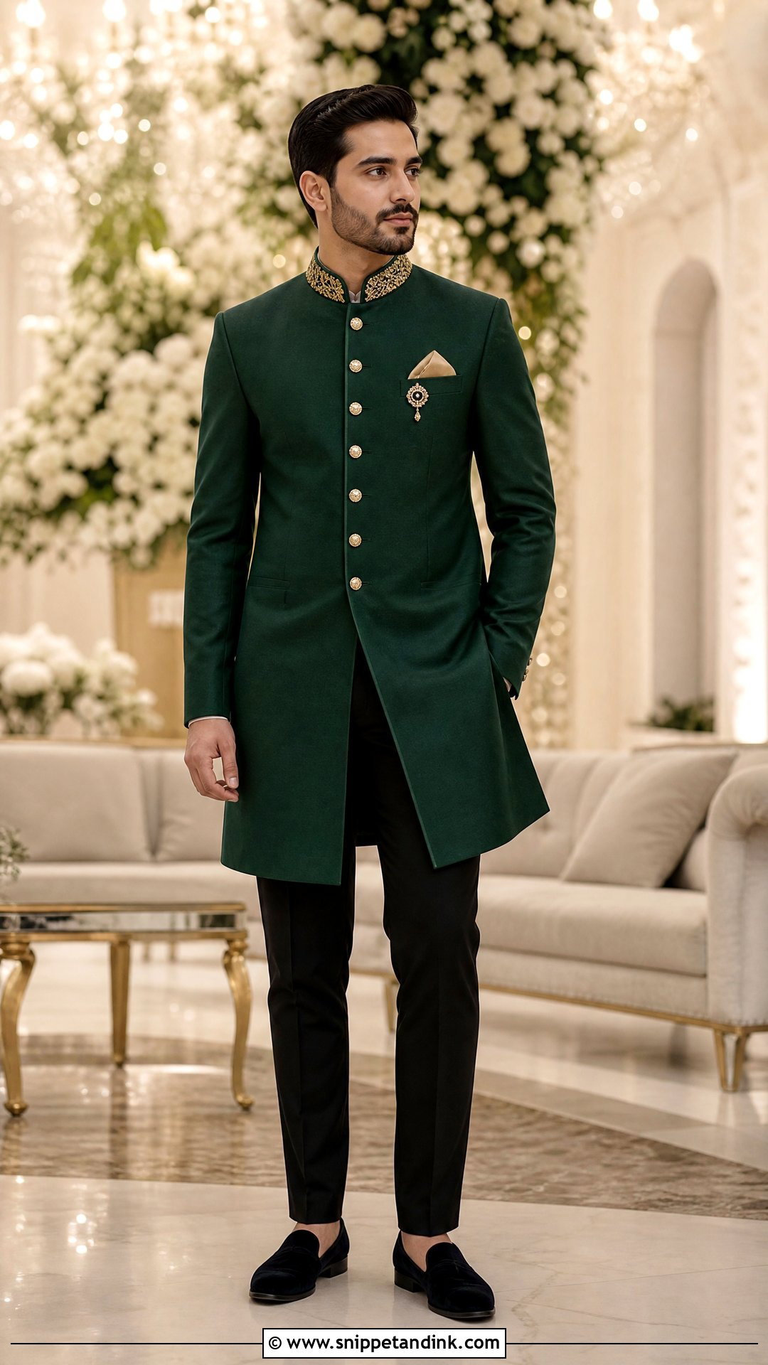 Emerald Green Achkan Outfit for Brides Brother - Snippet and Ink - 20 Outfit for Brides Brother Ideas