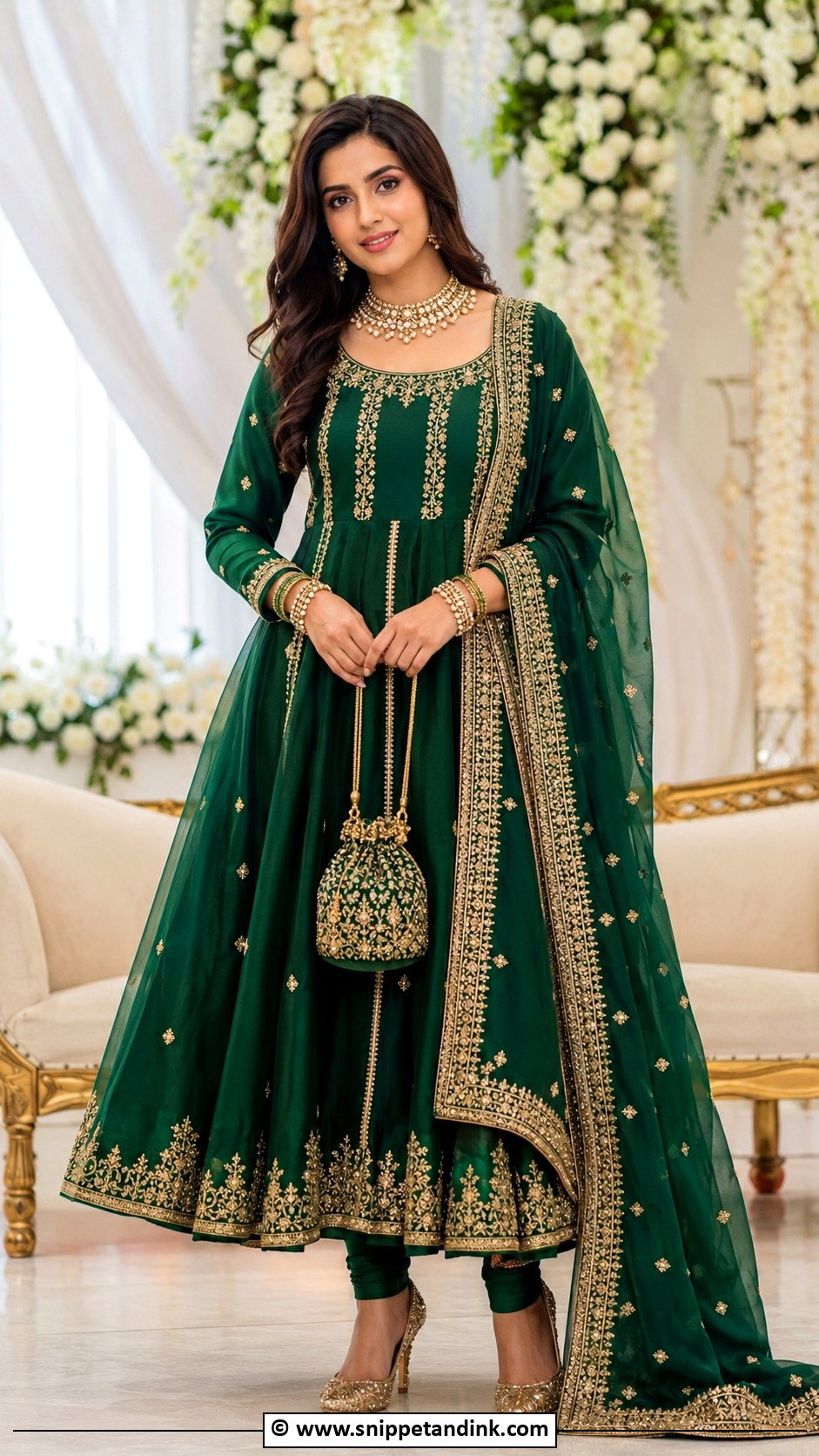 Emerald Green Anarkali Wedding Suit - Snippet and Ink - 25 Heavy Anarkali Wedding Suits