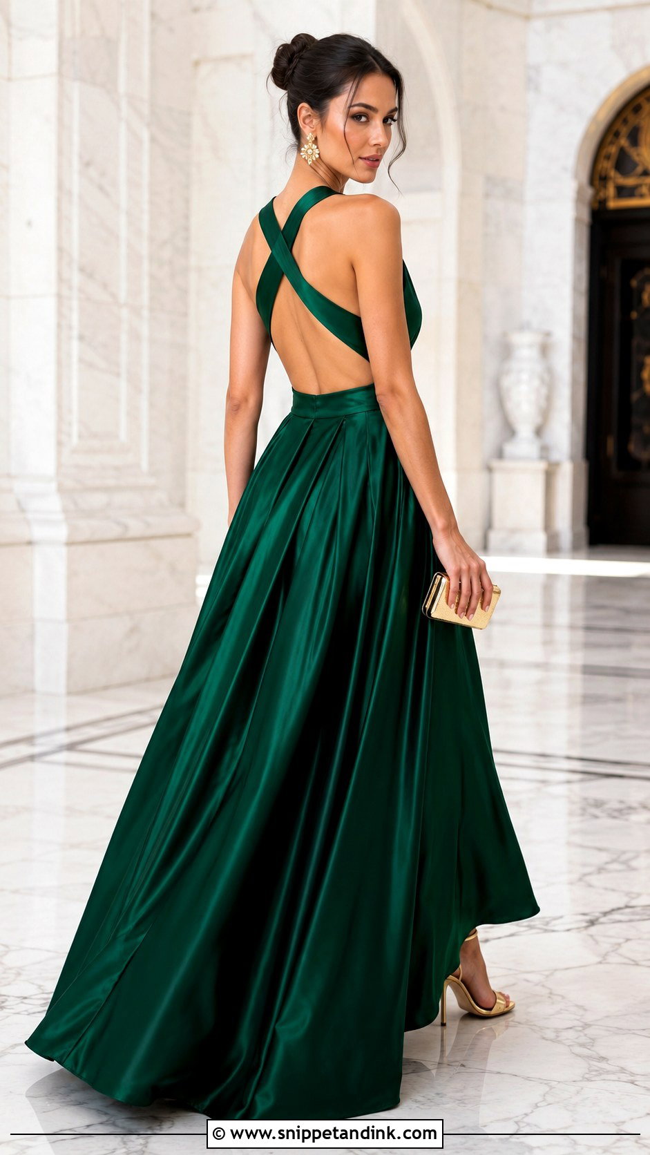 Emerald Green Backless Ball Gown - Snippet and Ink - 20 Backless Ball Gown Ideas