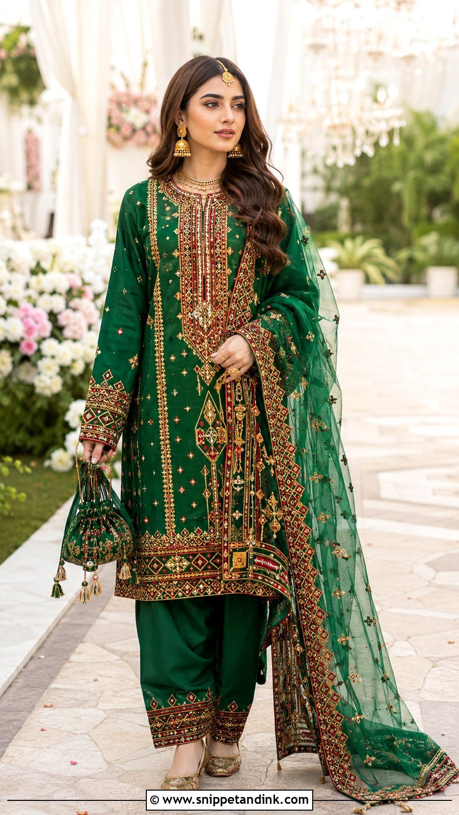 Emerald Green Balochi Wedding Dress - Snippet and Ink - 20 Balochi Wedding Dresses