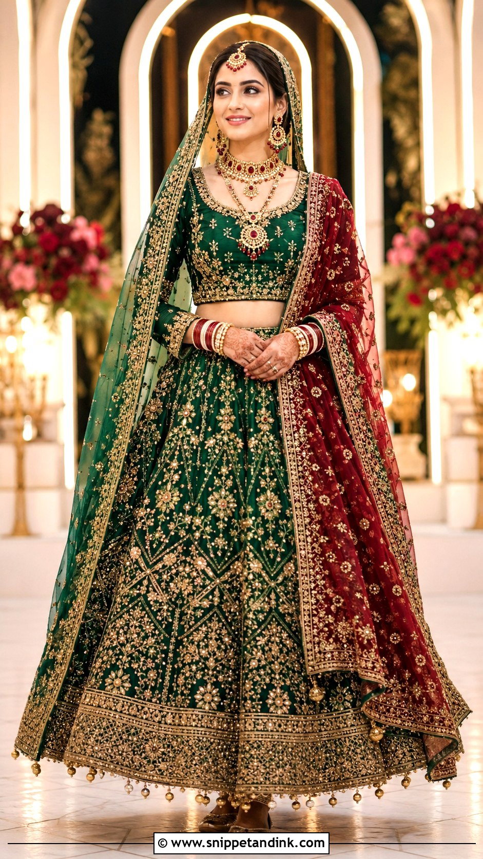 Emerald Green Barat Bridal Lehenga - Snippet and Ink - 20 Bridal Dresses for Barat