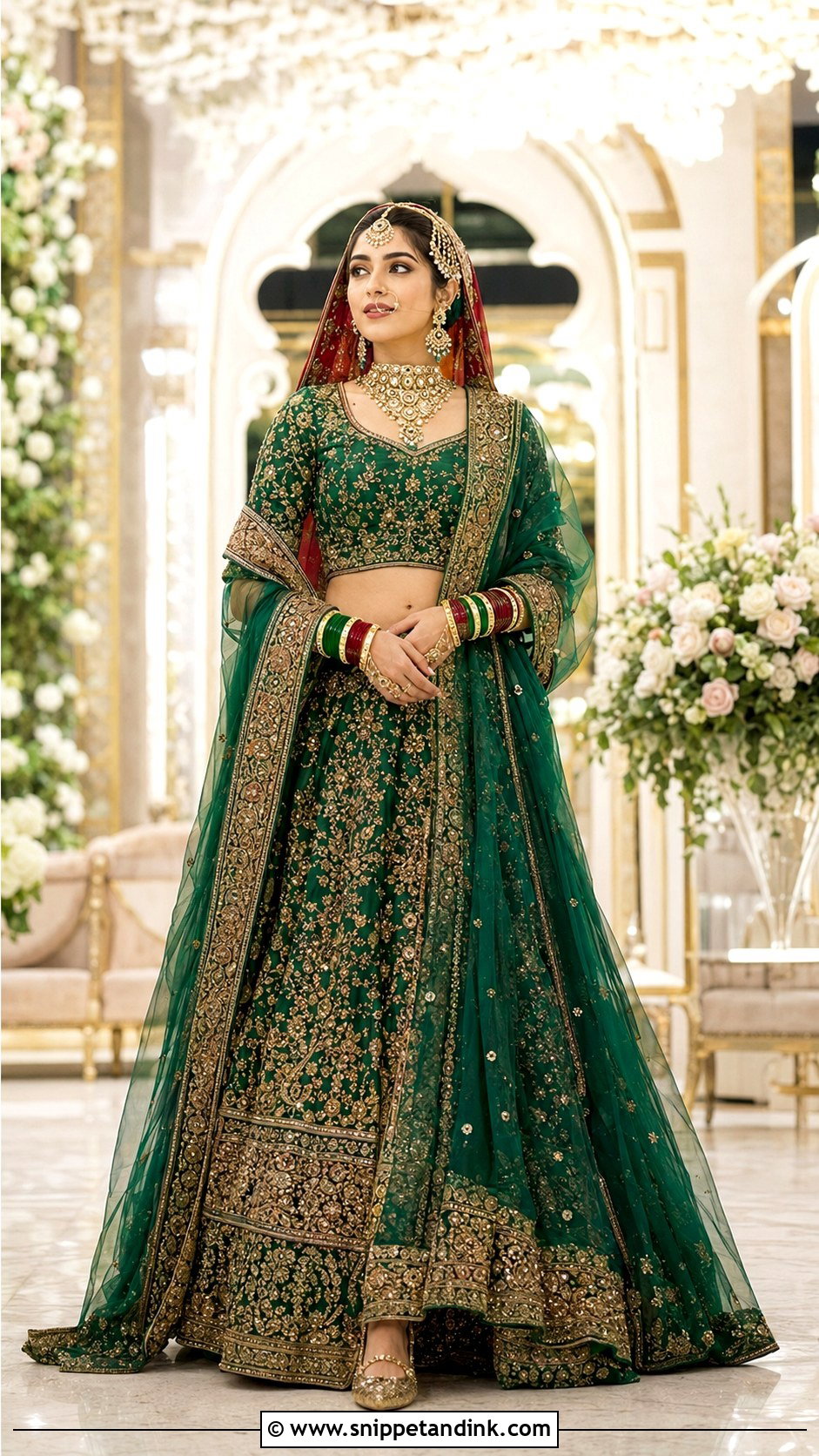 Emerald Green Barat Bridal Lehenga - Snippet and Ink - 20 Barat Bridal Dress Ideas