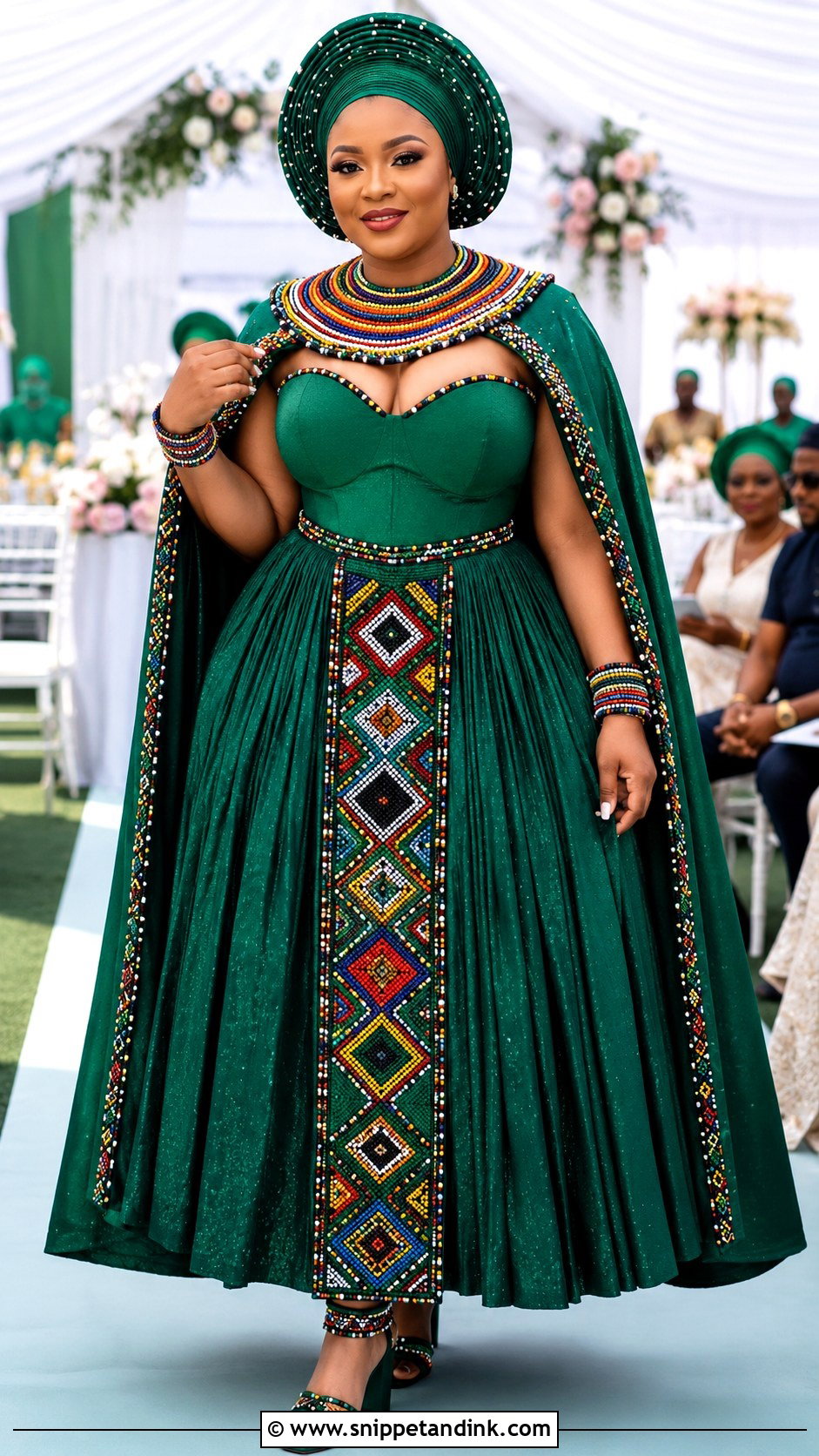 Emerald Green Beaded Membeso Dress - Snippet and Ink - 20 Membeso Dress for the Bride Ideas