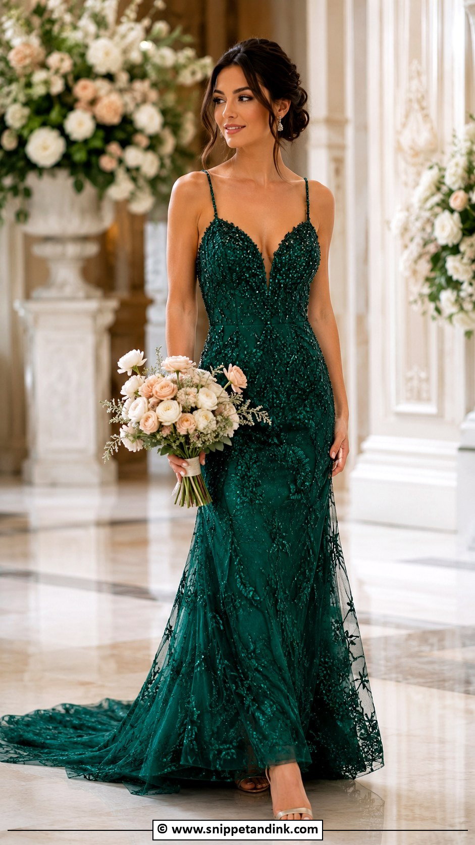 Emerald Green Beaded Wedding Dress - Snippet and Ink - 30 Emerald Green Wedding Dress Ideas