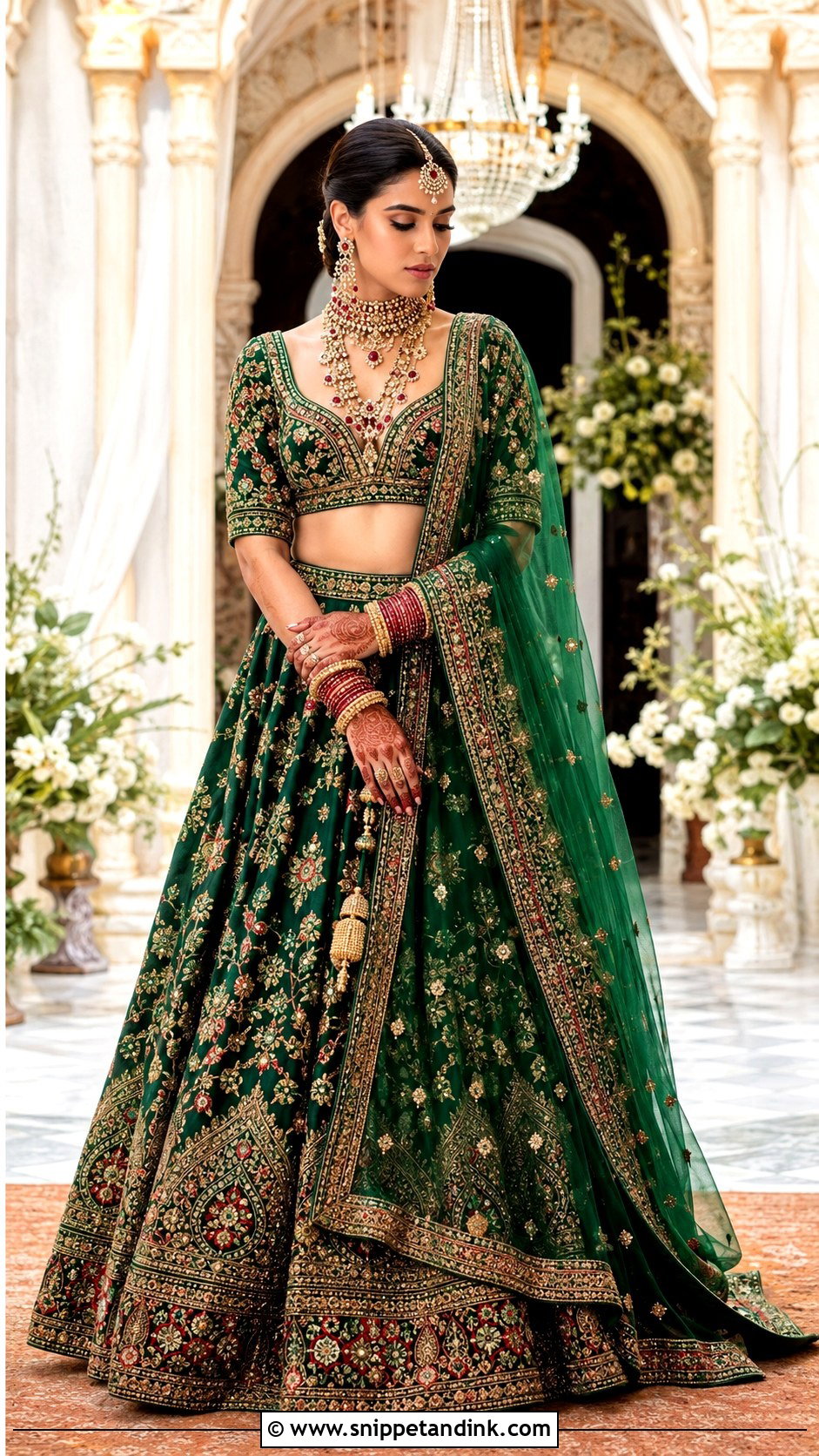 Emerald Green Bollywood Bridal Lehenga - Snippet and Ink - 20 Bollywood Bridal Ideas