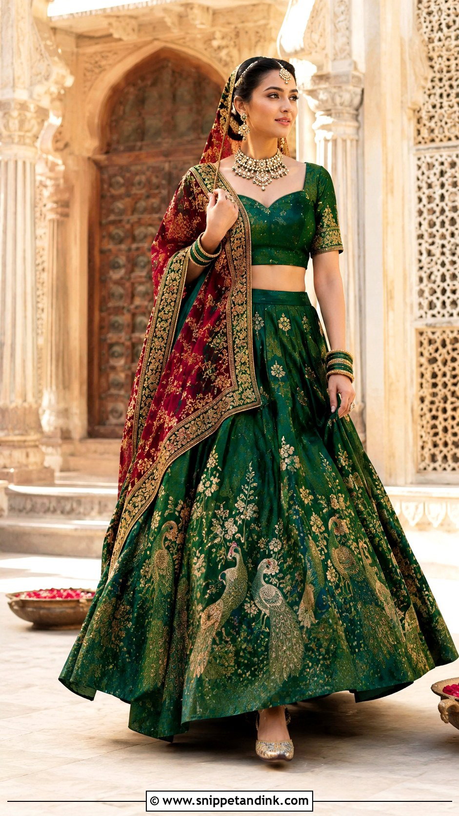 Emerald Green Bridal Chaniya Choli - Snippet and Ink - 20 Bridal Chaniya Choli Ideas