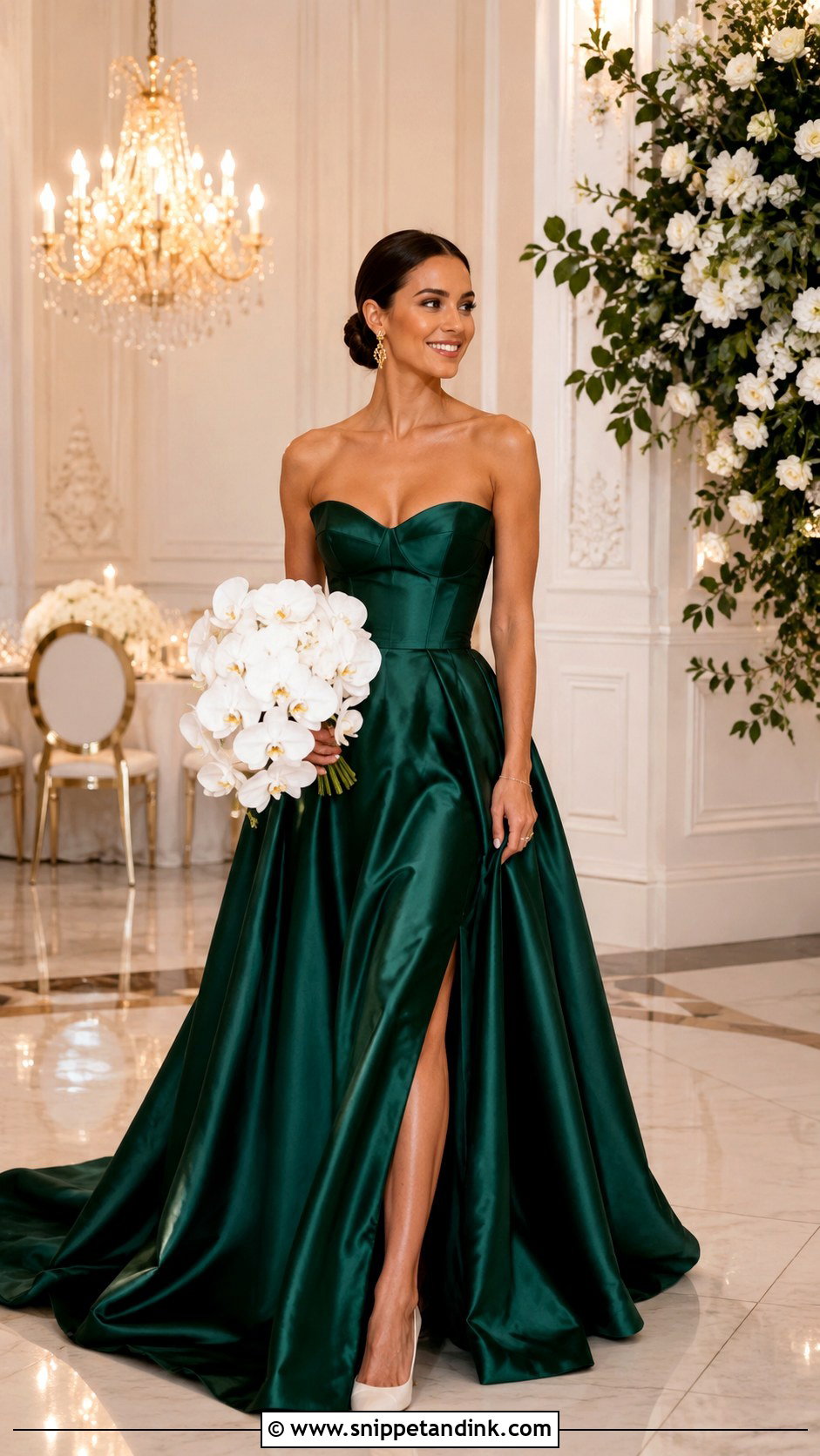 Emerald Green Bridal Dress With Satin Gown - Snippet and Ink - 25 Green Bridal Dress Ideas