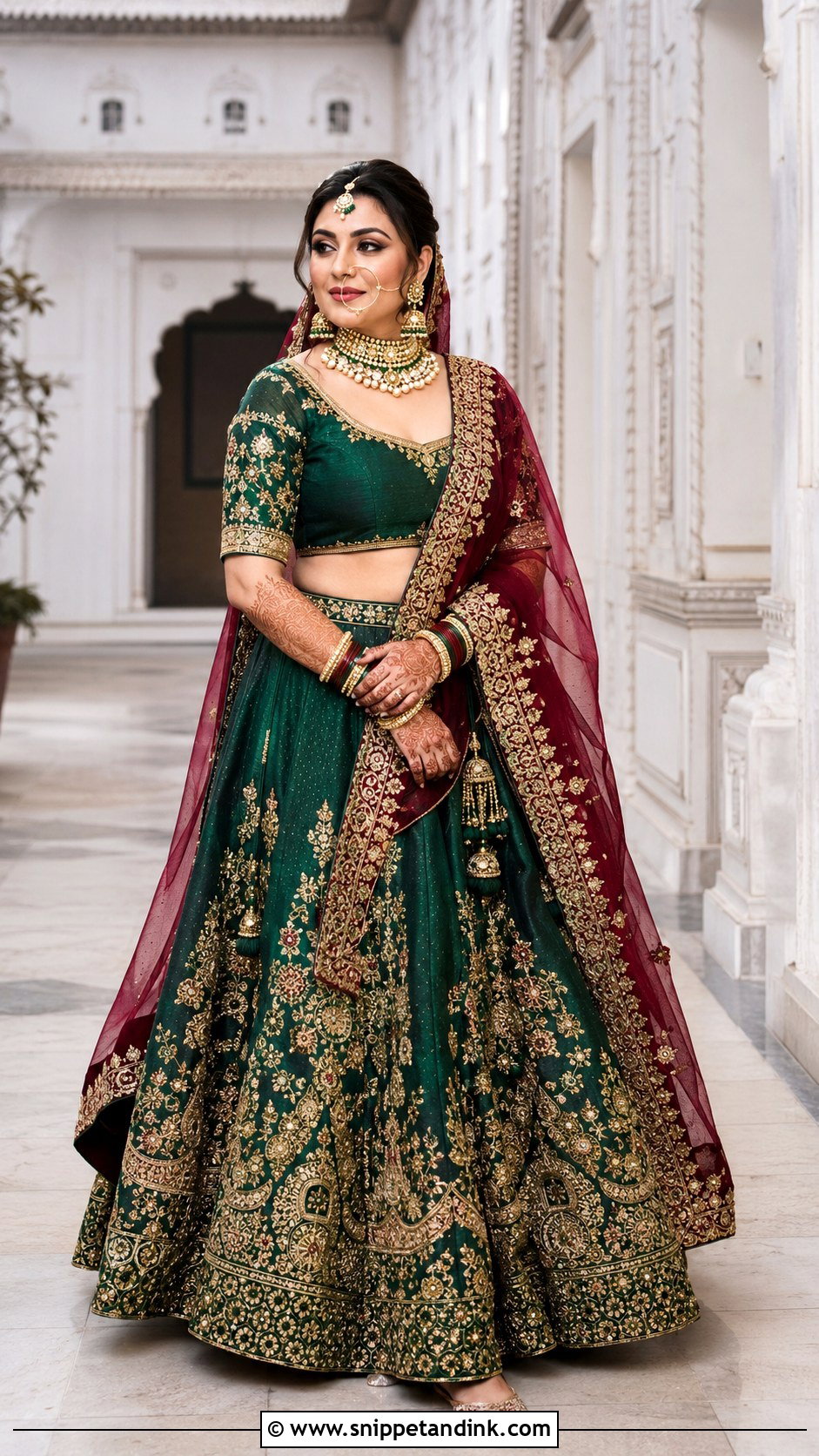 Emerald Green Bridal Lehenga - Snippet and Ink - 20 Indian Bridal Wear Ideas