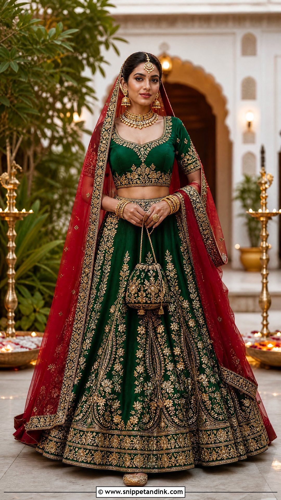 Emerald Green Bridal Lehenga - Snippet and Ink - 25 Hindu Wedding Dress Ideas
