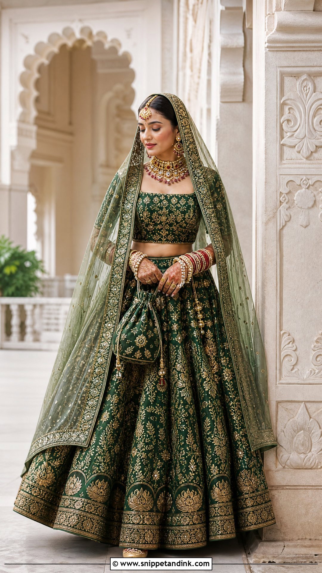 Emerald Green Bridal Lehenga - Snippet and Ink - 25 Royal Indian Brides Ideas