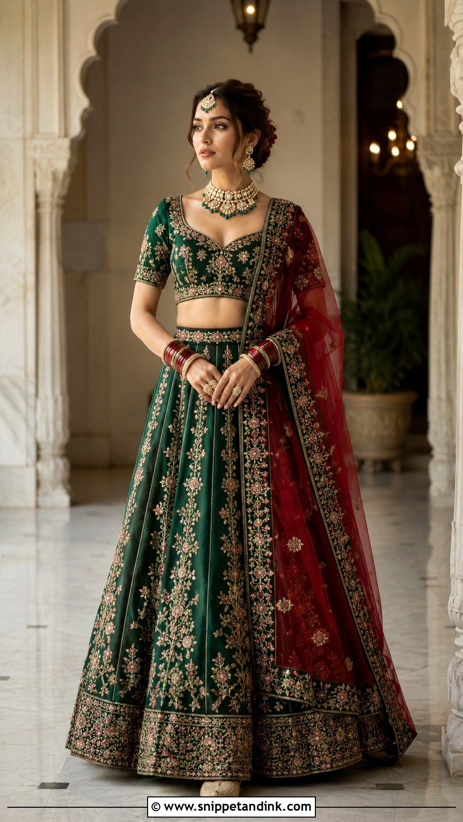 Emerald Green Bridal Lehenga - Snippet and Ink - 20 Indian Style Dulhan Dress Ideas