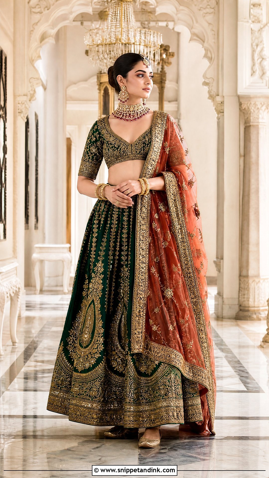 Emerald Green Bridal Lehenga - Snippet and Ink - 20 Royal Indian Bride Outfit Ideas