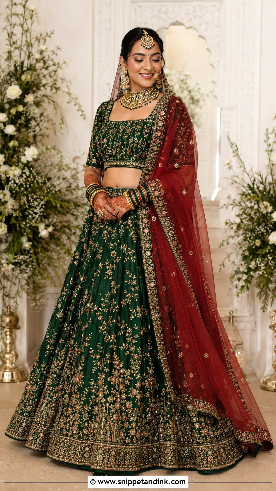 Emerald Green Bridal Lehenga Choli - Snippet and Ink - 20 Bride Choli Ideas