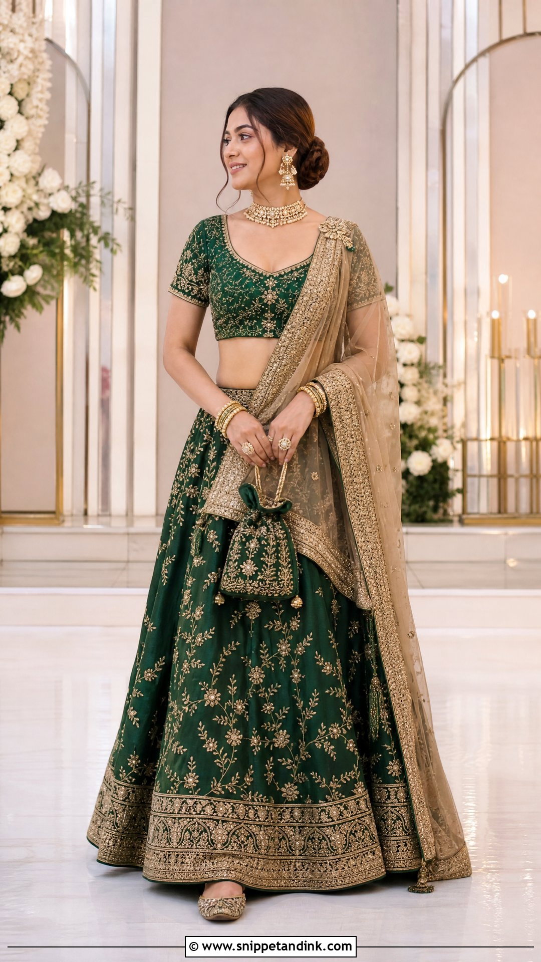 Emerald Green Bride Sangeet Lehenga - Snippet and Ink - 25 Bride Sangeet Outfit Ideas