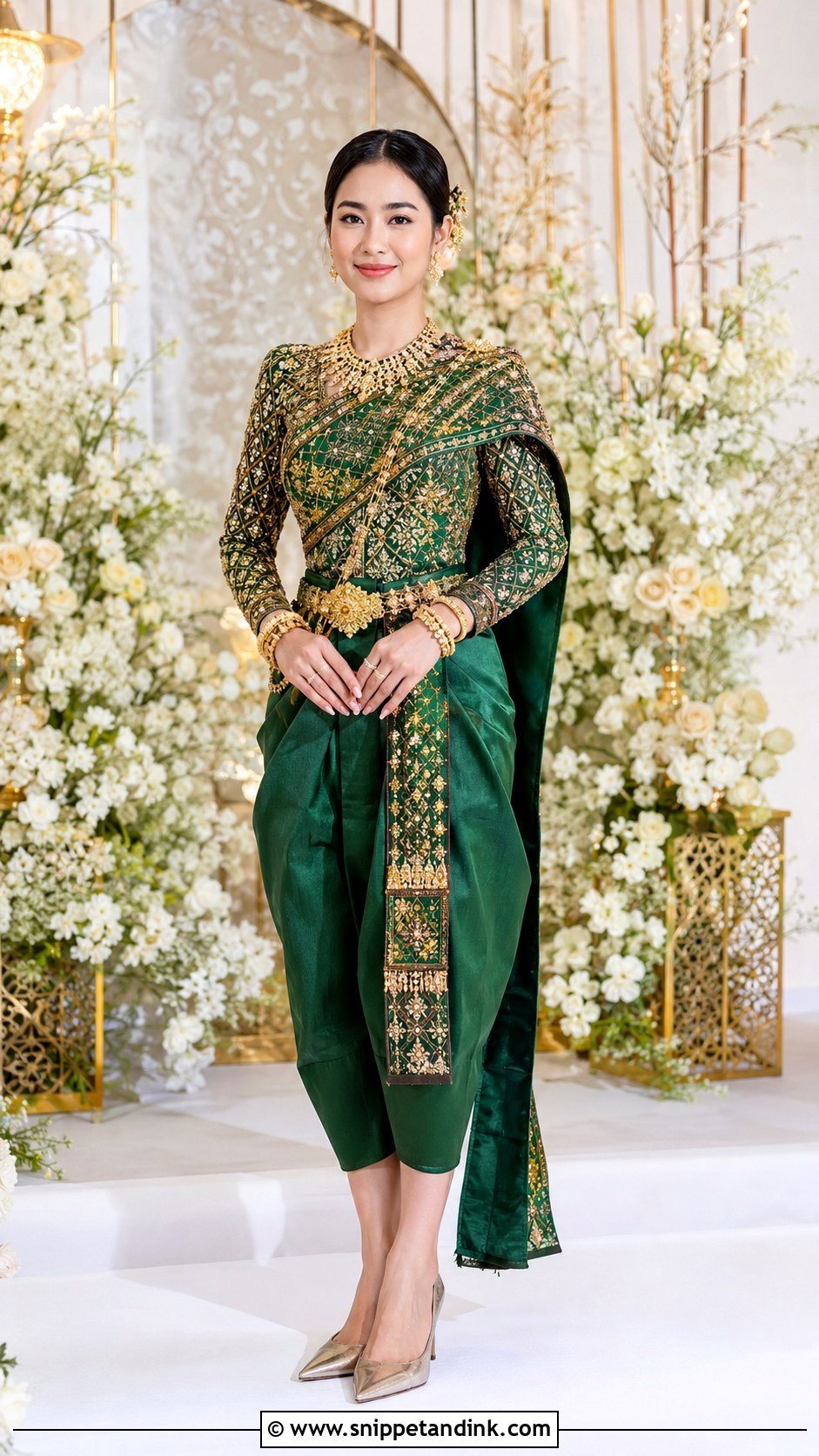Emerald Green Cambodian Wedding Dress - Snippet and Ink - 20 Cambodian Wedding Dress Ideas