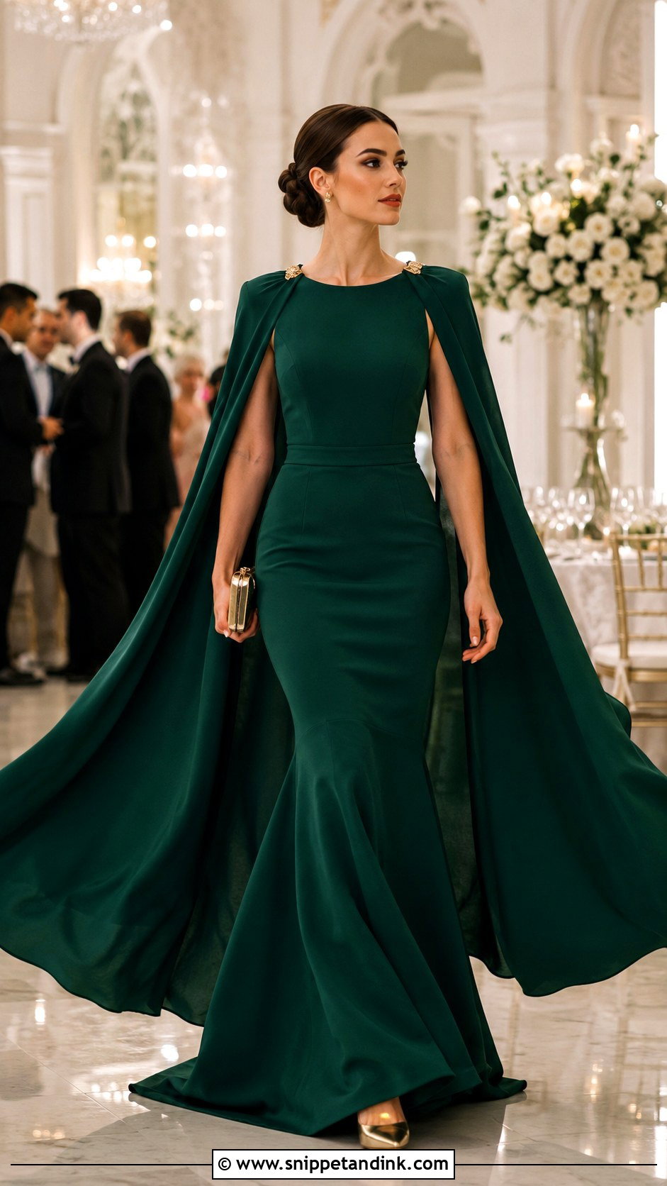 Emerald Green Cape Mermaid Dress - Snippet and Ink - 20 Green Mermaid Dress Ideas
