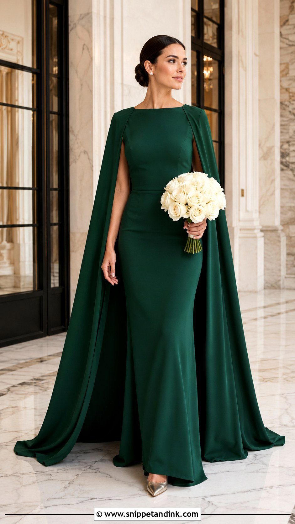 Emerald Green Cape Wedding Dress Outfit - Snippet and Ink - 20 Green Wedding Dress Outfit Ideas