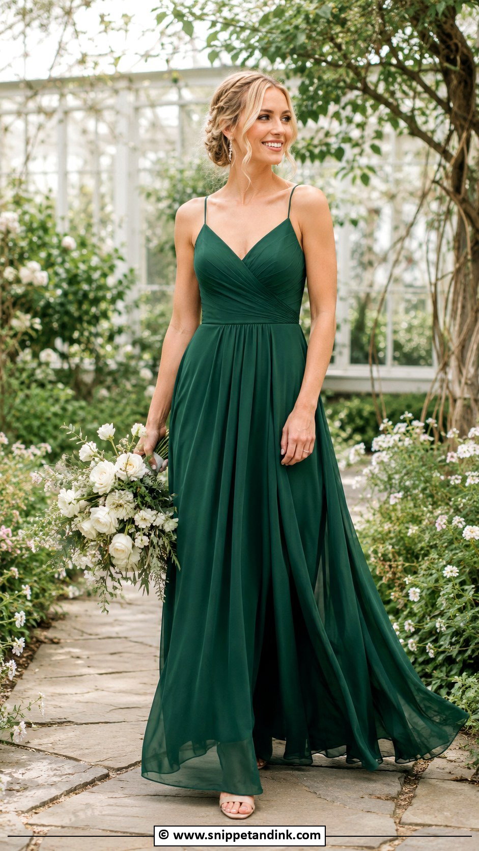 Emerald Green Chiffon Wedding Dress - Snippet and Ink - 30 Emerald Green Wedding Dress Ideas