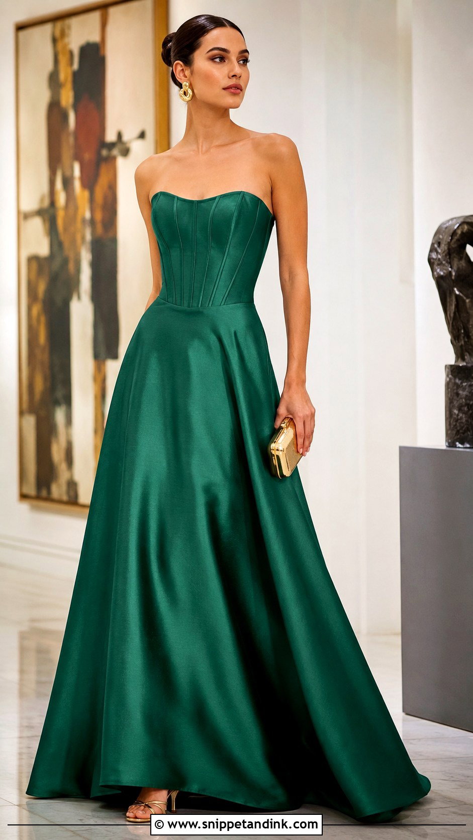Emerald Green Corset Flare Gown - Snippet and Ink - 20 Corset Flare Gown Ideas