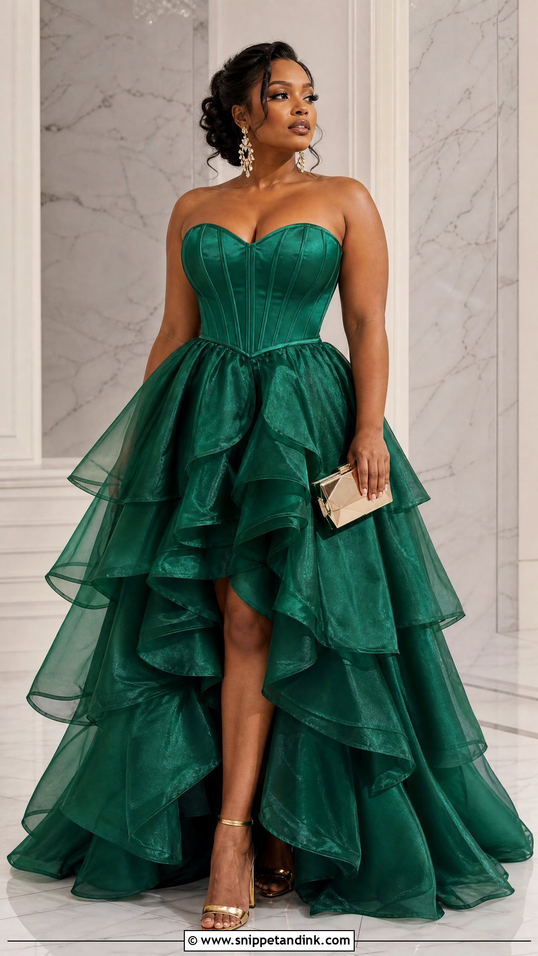 Emerald Green Corset Ruffle Ball Gown - Snippet and Ink - 20 Ruffle Ball Gown Ideas