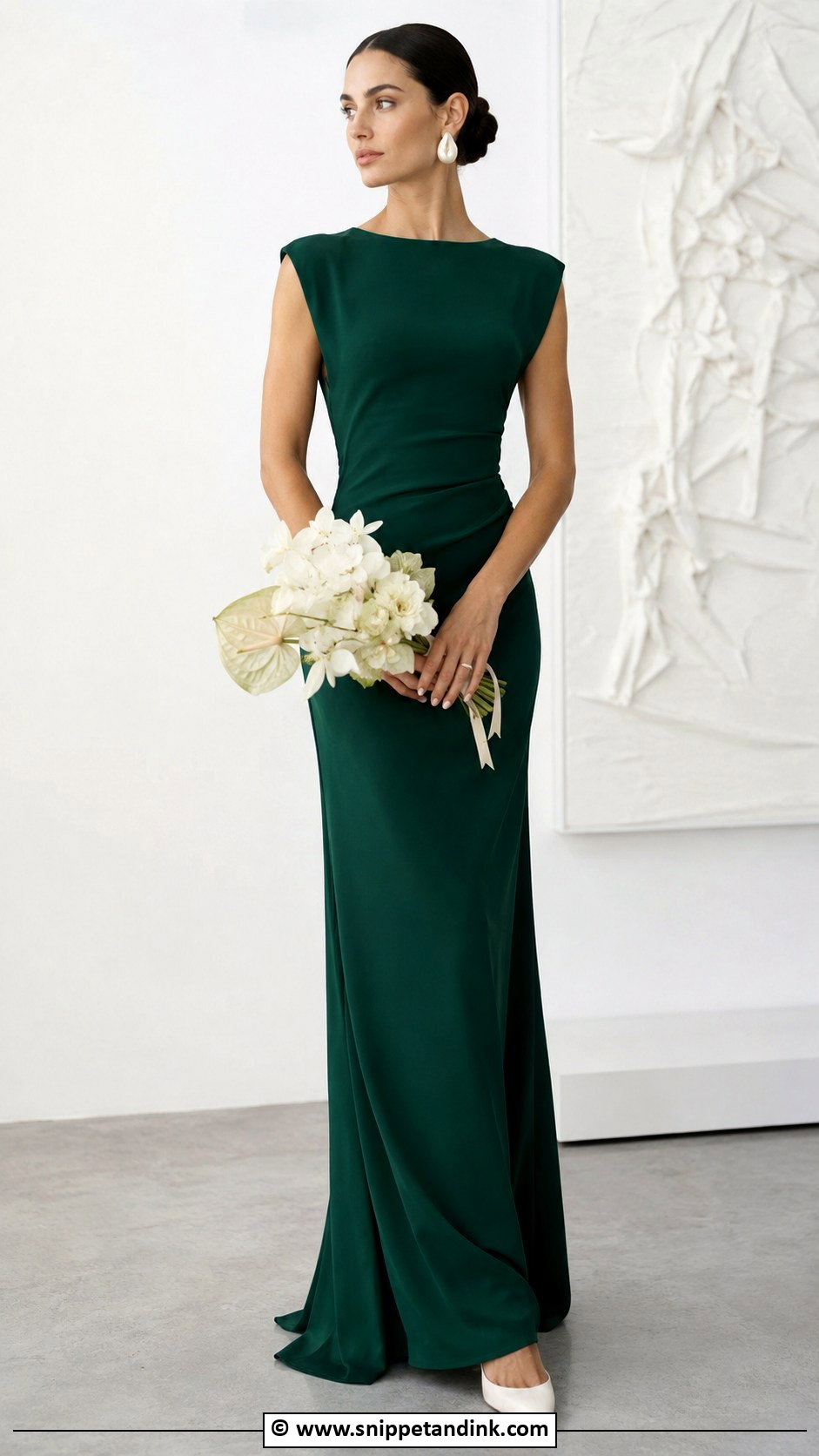 Emerald Green Crepe Wedding Dress - Snippet and Ink - 30 Emerald Green Wedding Dress Ideas