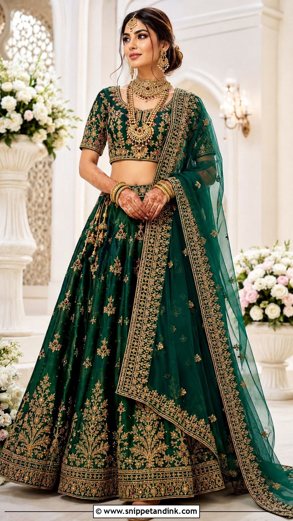 Emerald Green Desi Bridal Lehenga - Snippet and Ink - 20 Desi Wedding Bride Ideas