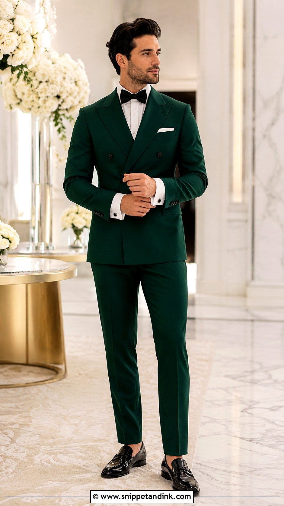 Emerald Green Double Breasted Tuxedo Outfit - Snippet and Ink - 20 Emerald Green Tuxedo Wedding Ideas