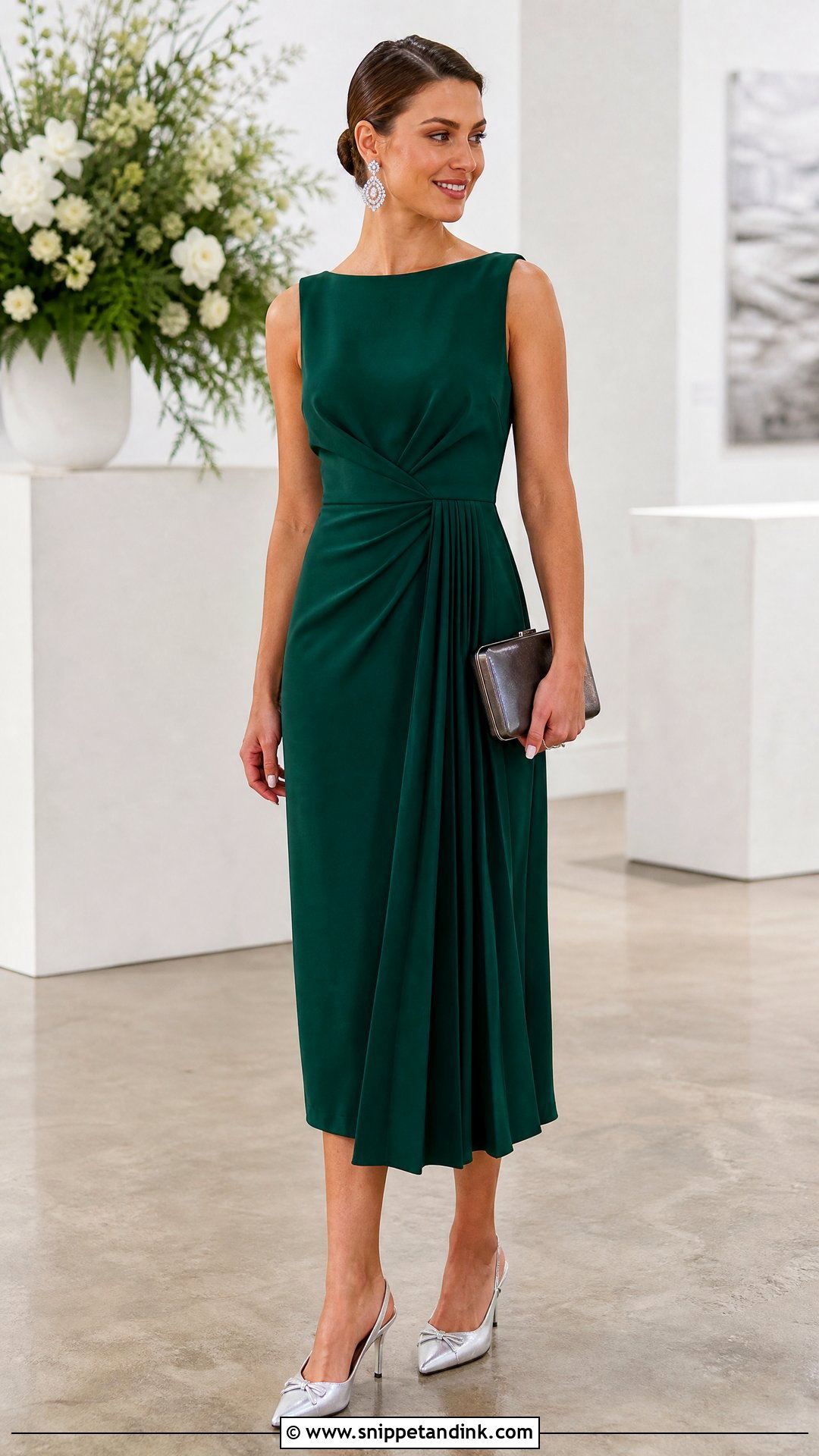 Emerald Green Dress With Silver Heels - Snippet and Ink - 20 Wedding Event Dresses
