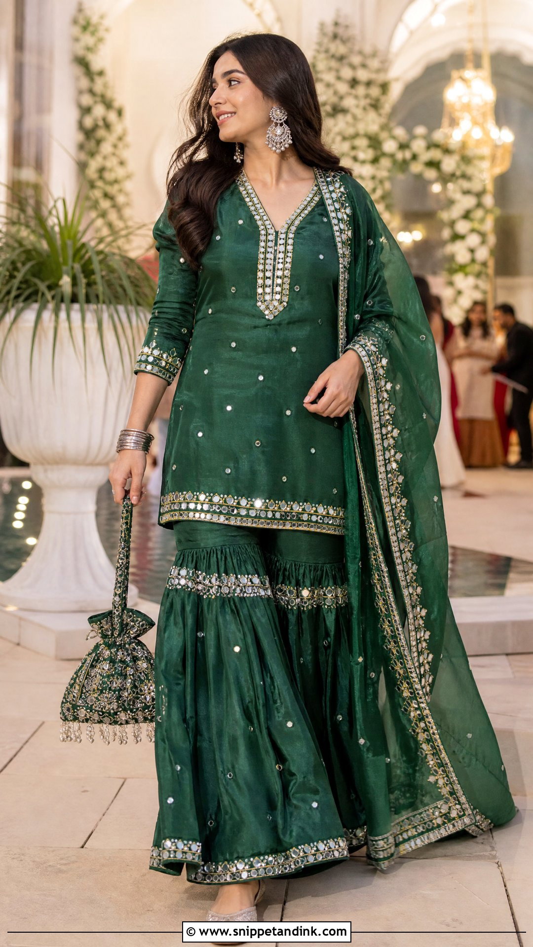 Emerald Green Garara With Mirror Work - Snippet and Ink - 20 Latest Garara Designs for Wedding